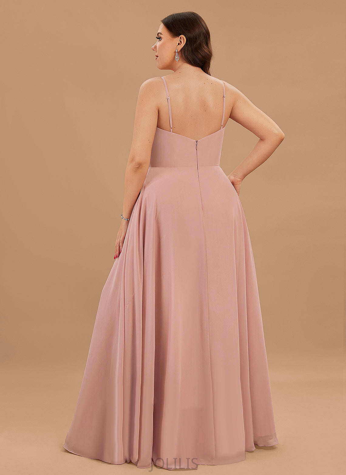 Yoselin Chiffon Prom Dresses With Floor-Length Ruffle A-Line V-neck