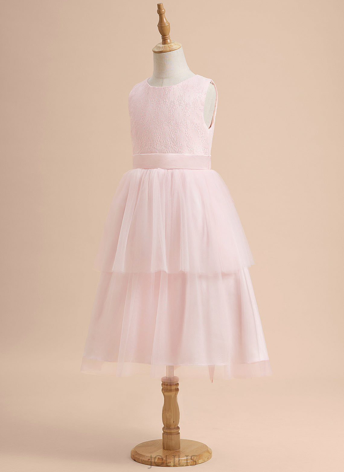 Girl A-Line Scoop Knee-length Flower Neck - Mariam Dress Satin/Tulle Sleeveless With Lace Flower Girl Dresses