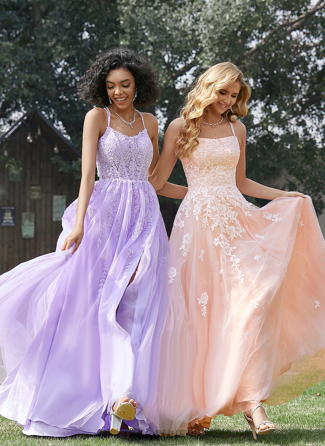 Lace Ava Tulle Floor-Length Ball-Gown/Princess With Prom Dresses Sequins Square