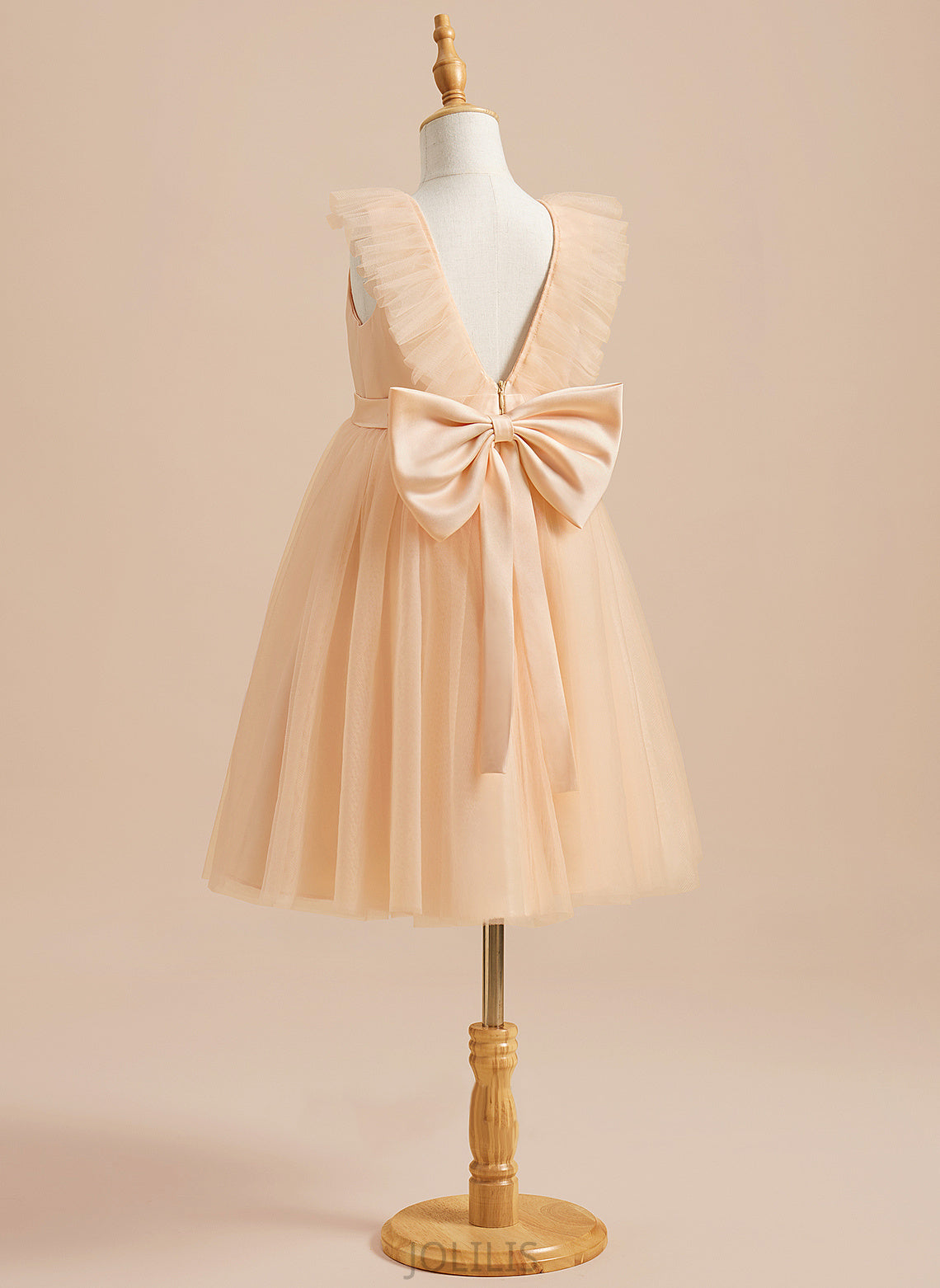 A-Line Dress Neck Angelina Girl Flower Girl Dresses Sleeveless Knee-length With Bow(s) Scoop - Tulle Flower