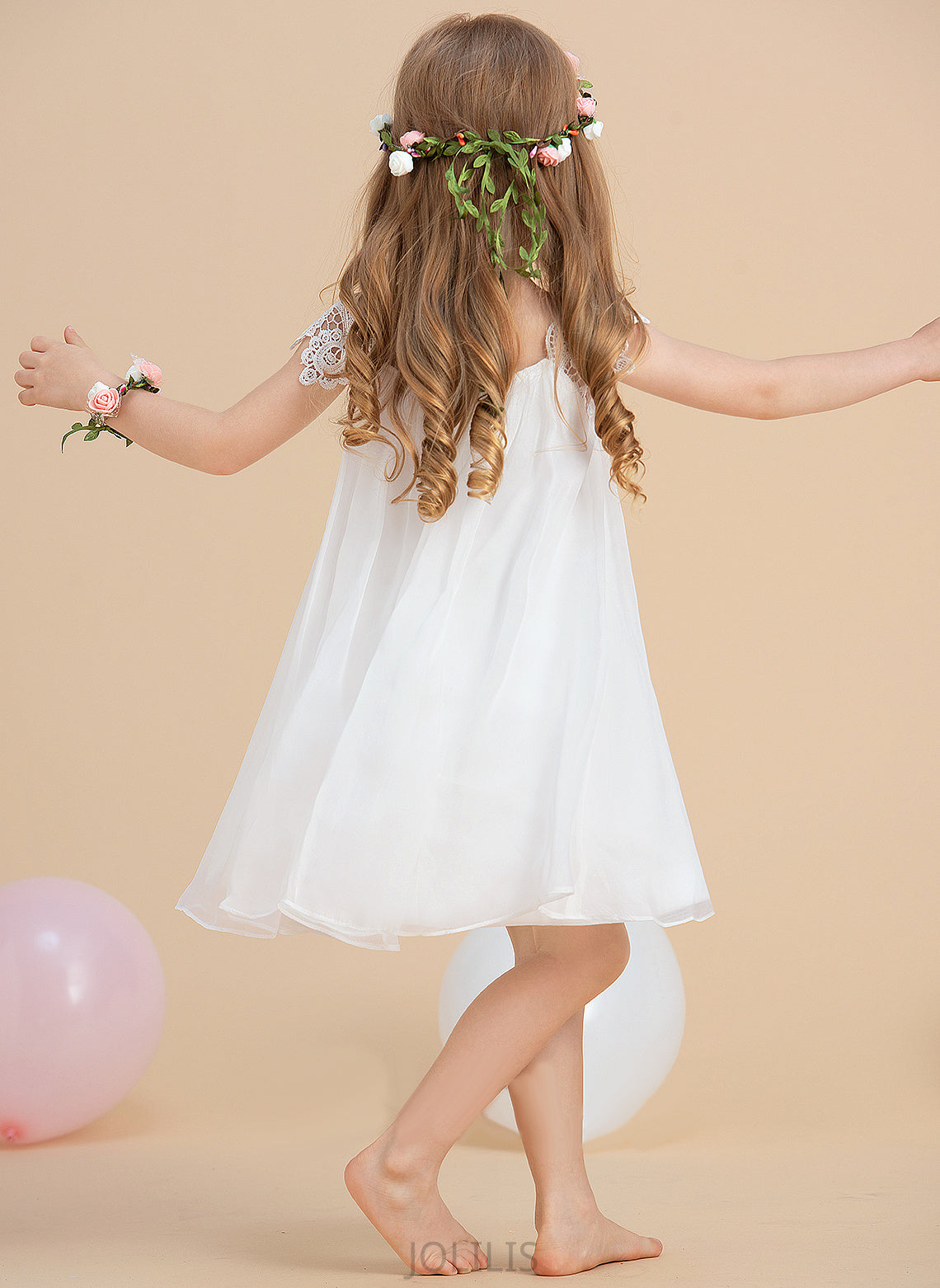 Flower Girl Chiffon With Flower Girl Dresses A-Line/Princess Adelaide Neck - Dress Sleeveless Scoop Tea-length Lace