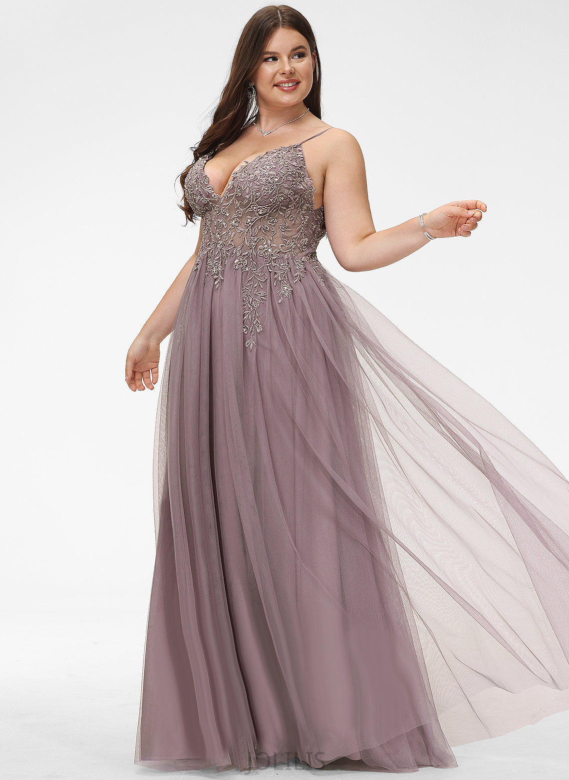 With Floor-Length V-neck Martha Ball-Gown/Princess Sequins Beading Prom Dresses Tulle