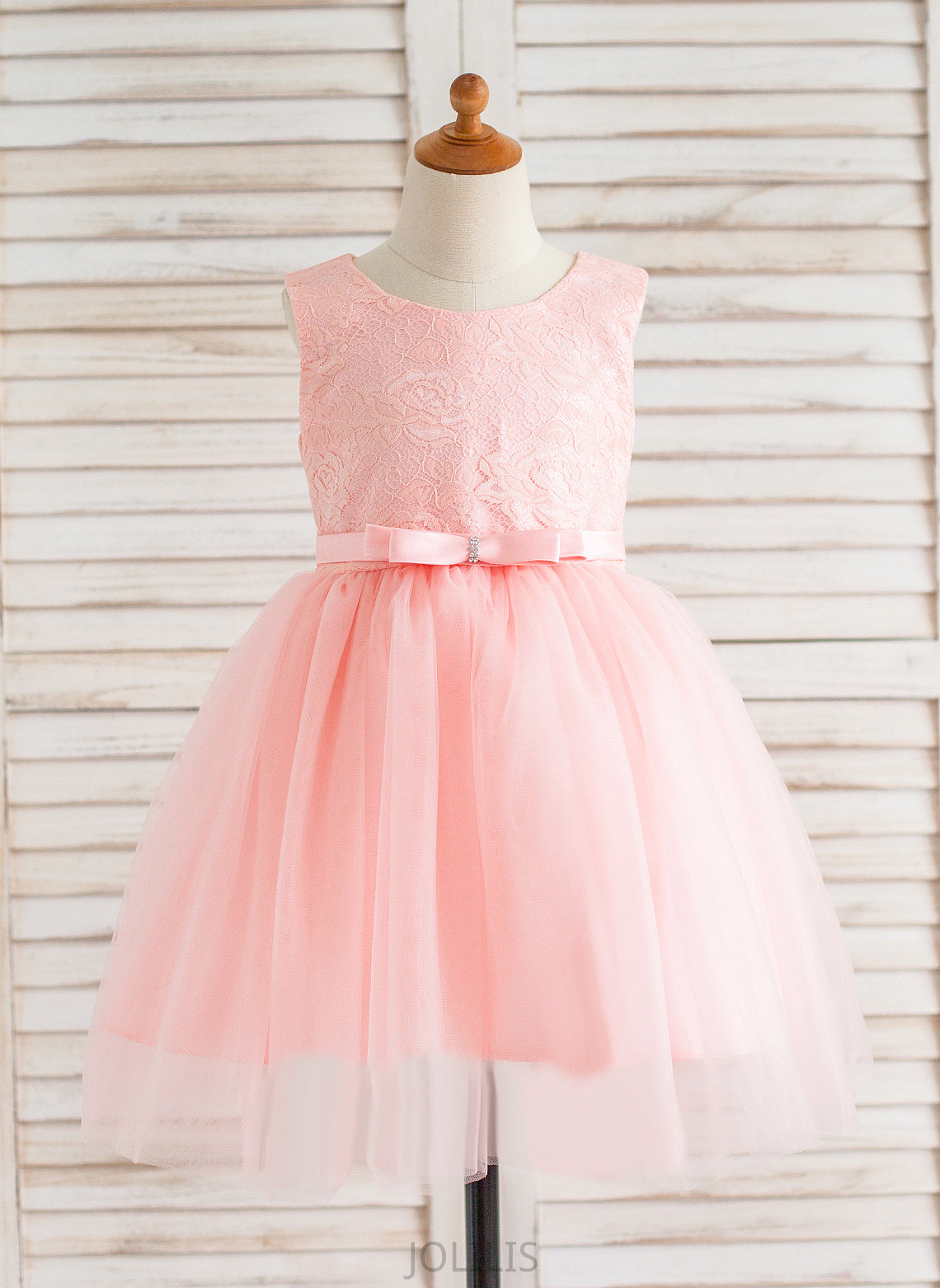 With Sleeveless Flower Girl Dresses Dress Neck - Bow(s) Knee-length Scoop Tulle/Lace Melinda Girl Flower Ball-Gown/Princess