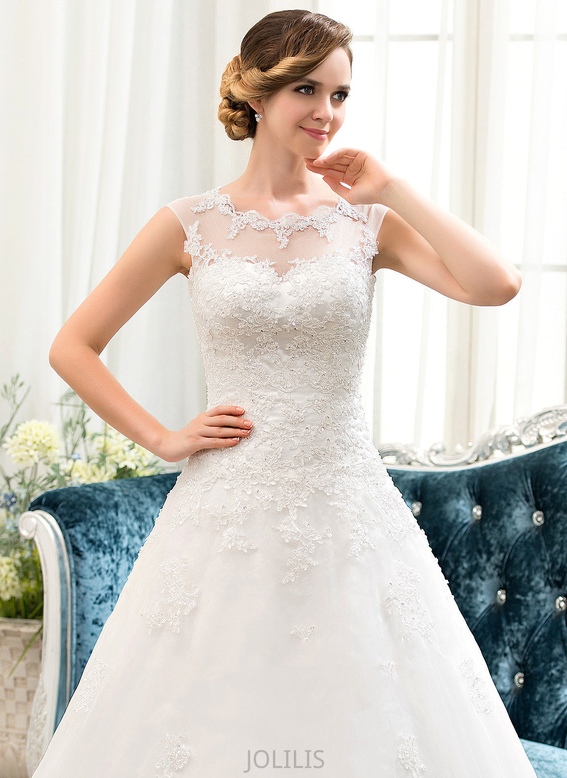 Sweep Tulle Dress Beading Suzanne Organza Wedding Dresses With Wedding Illusion Ball-Gown/Princess Train Sequins