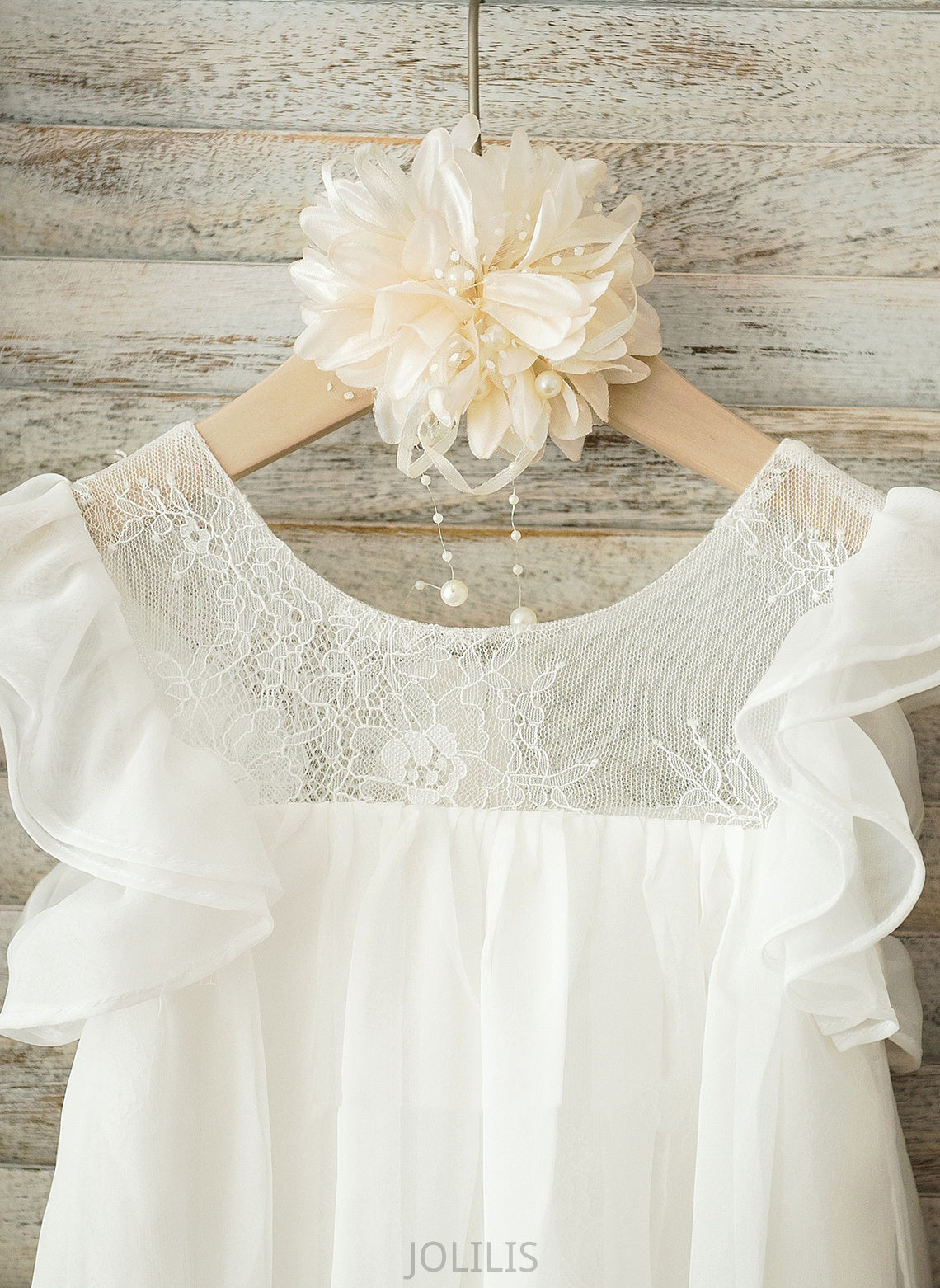 Scoop Neck Selina Short Girl - Flower With Dress Flower Girl Dresses Chiffon Lace Knee-length A-Line Sleeves