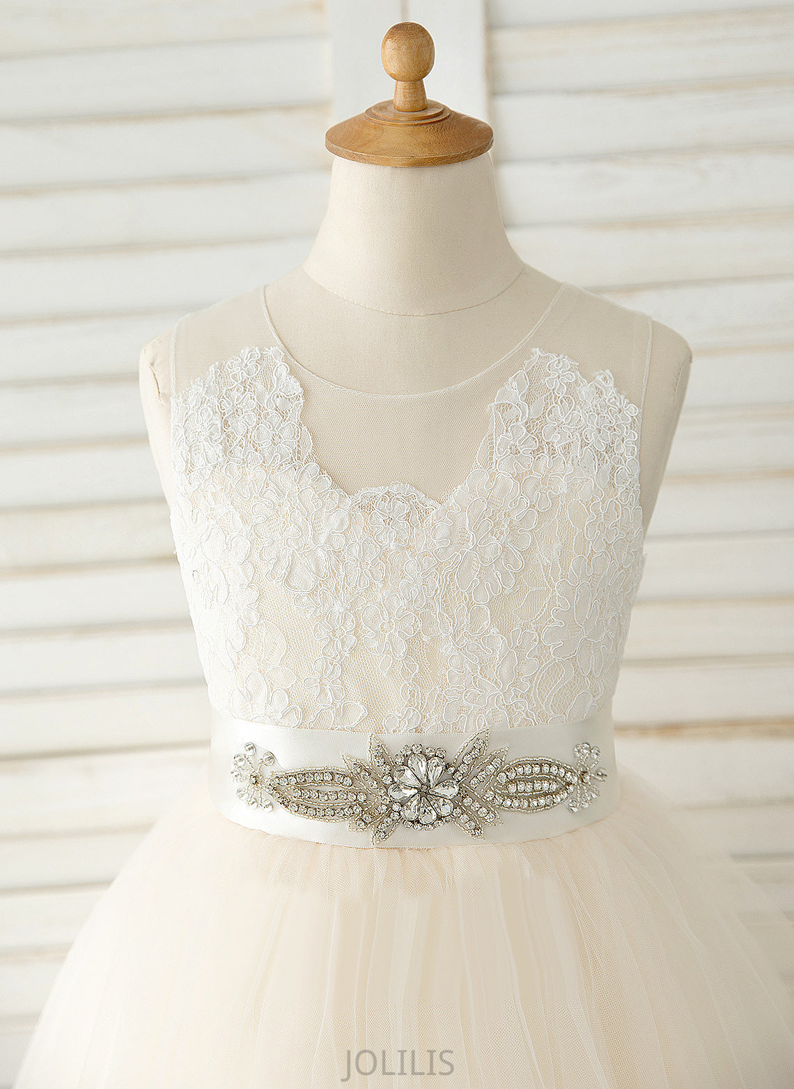 A-Line Sleeveless Scoop Bow(s) Girl Knee-length Tulle/Lace Flower Girl Dresses With - Kate Flower Neck Dress