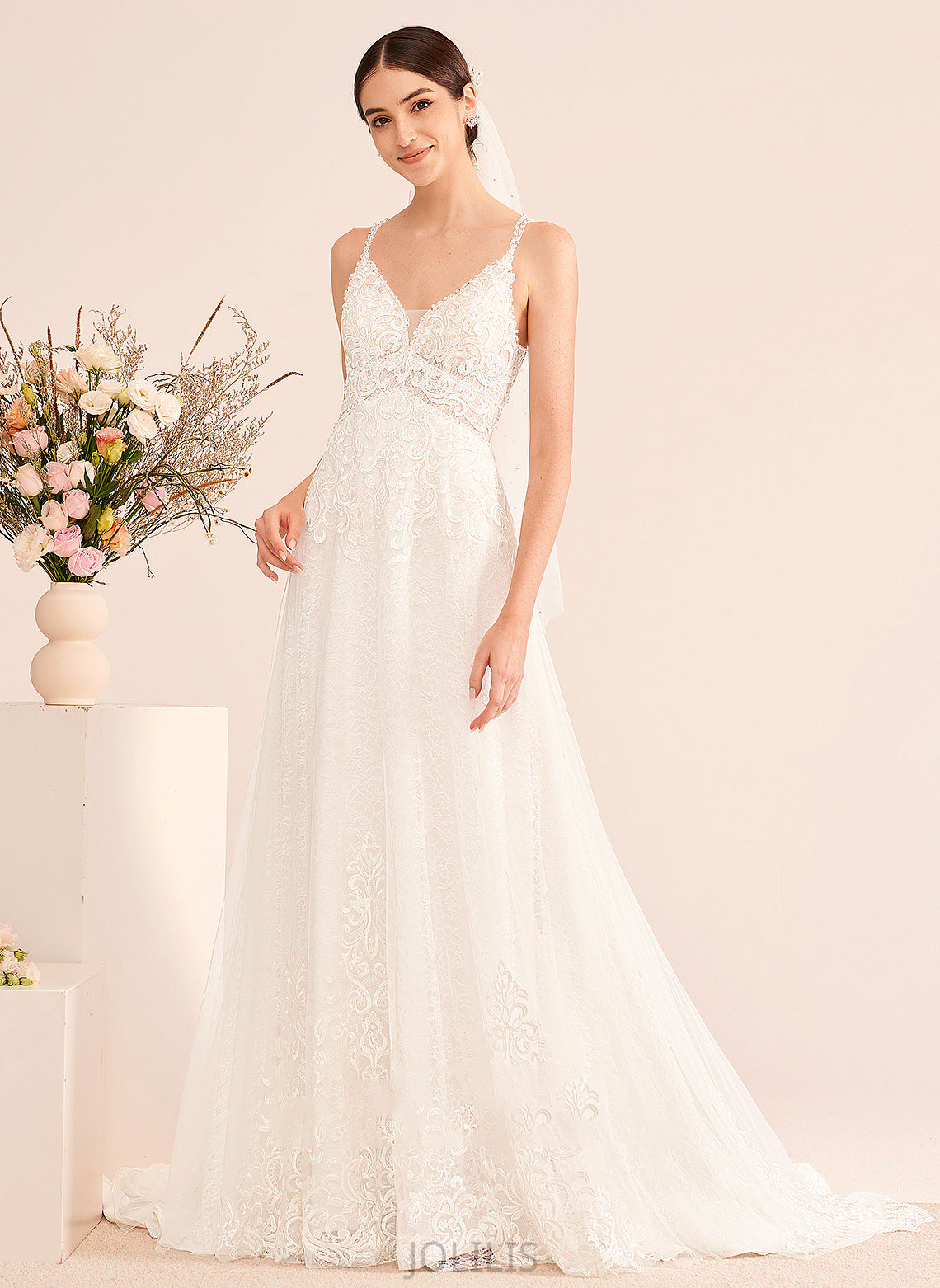 Wedding Dresses V-neck Train With Court Beading Brielle Dress A-Line Wedding