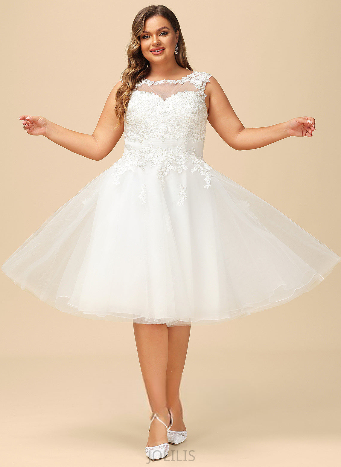 Asymmetrical Ruffle A-Line Illusion Lace Tulle Mariela Dress With Wedding Wedding Dresses