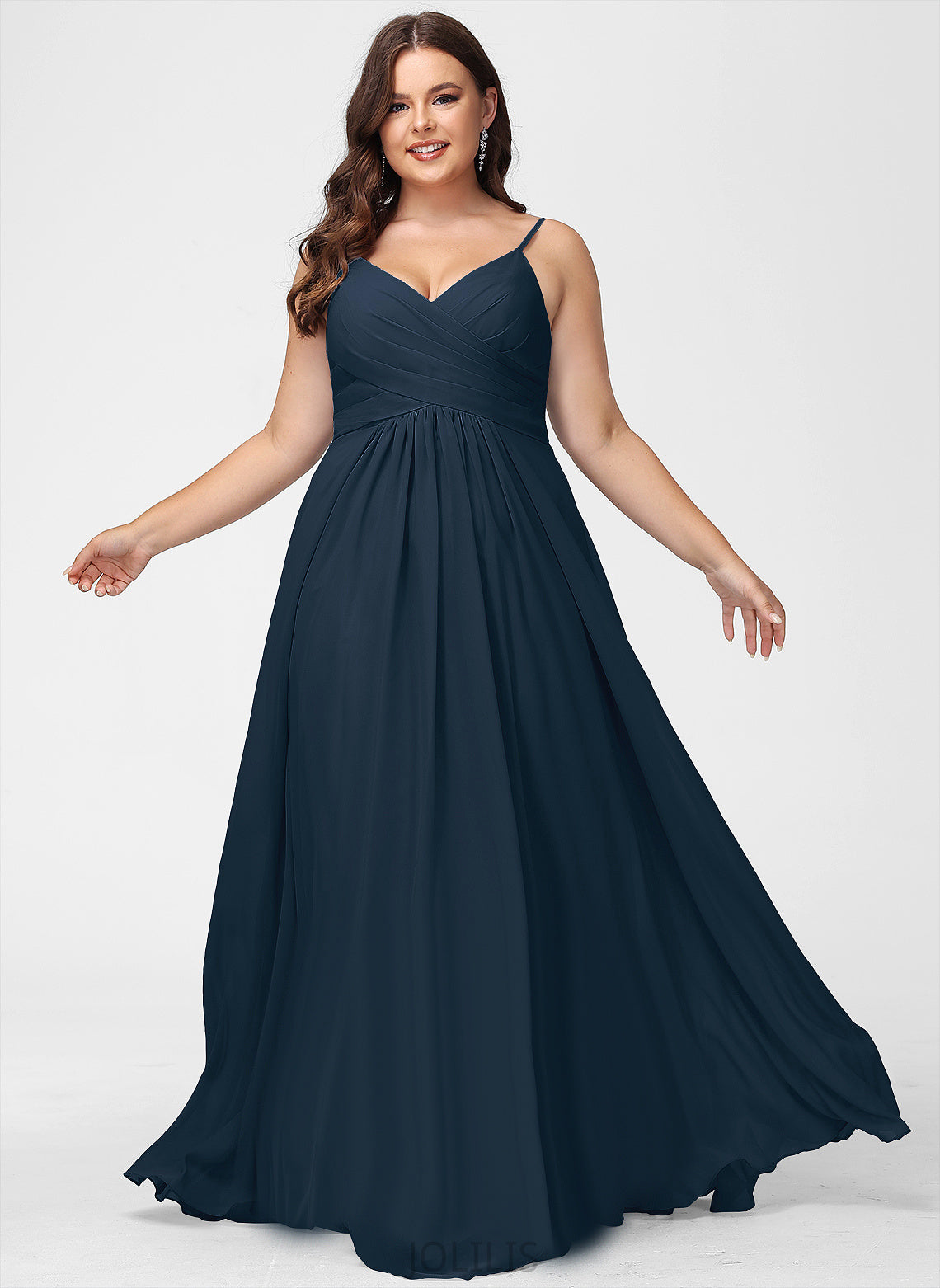 A-Line Prom Dresses Chiffon Alissa Pleated V-neck With Floor-Length