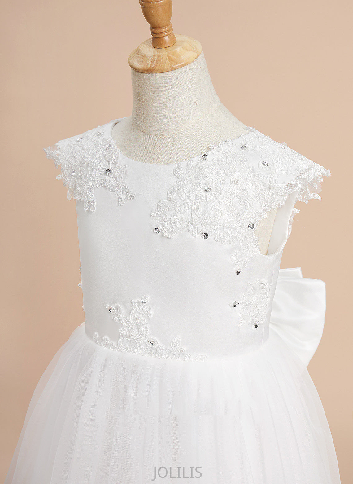 Sleeveless A-Line Beading/Sequins/Bow(s) Neck Girl With Tulle - Flower Girl Dresses Scoop Flower Knee-length Viv Dress