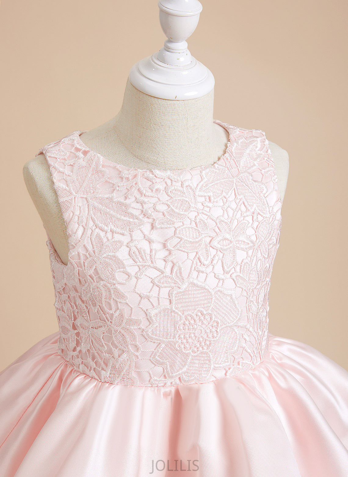 A-Line Flower Londyn Sleeveless Dress Short/Mini - Scoop Neck Girl Satin/Lace Flower Girl Dresses