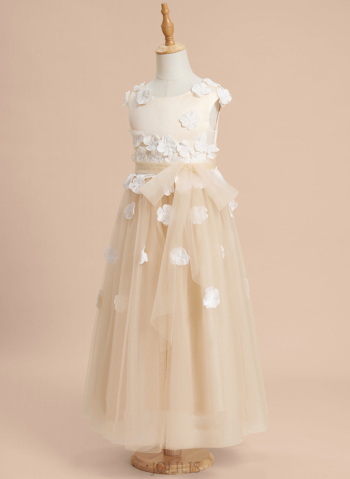 Flower Tulle Ankle-length Lace/Flower(s) - With Sleeveless Scoop Dress Girl Gracelyn A-Line Neck Flower Girl Dresses