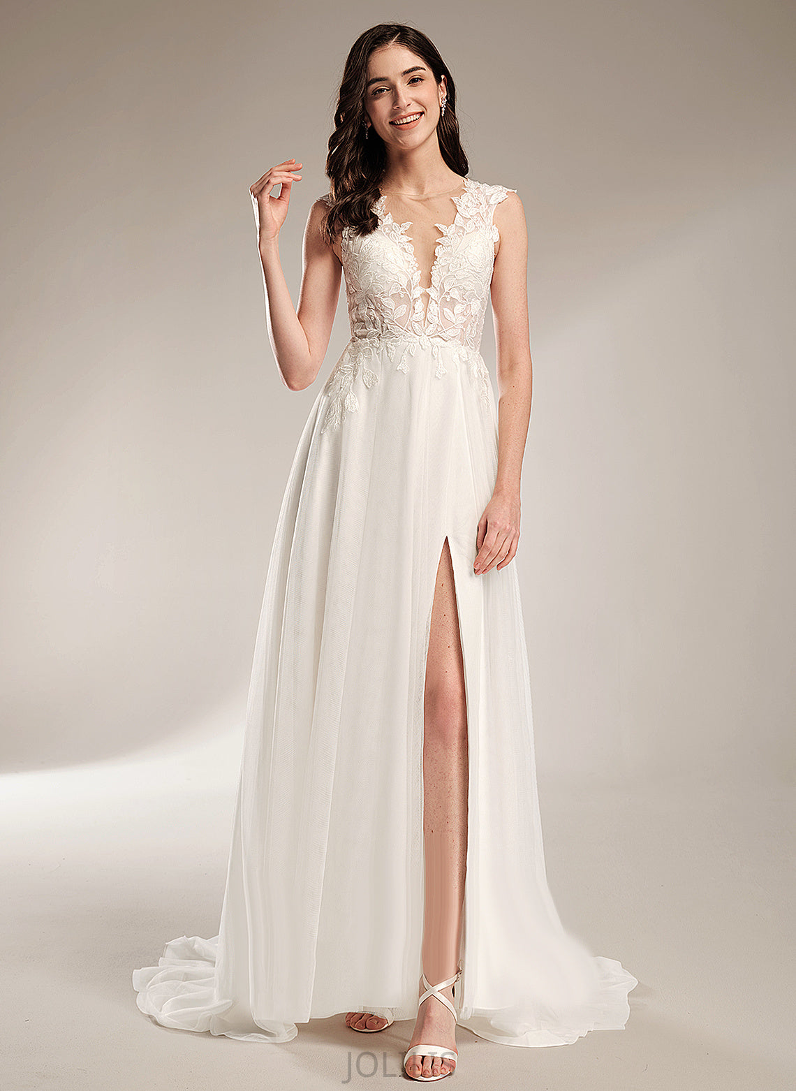 With Tulle Wedding Wedding Dresses Court A-Line Sequins Dress Gina Train V-neck Lace