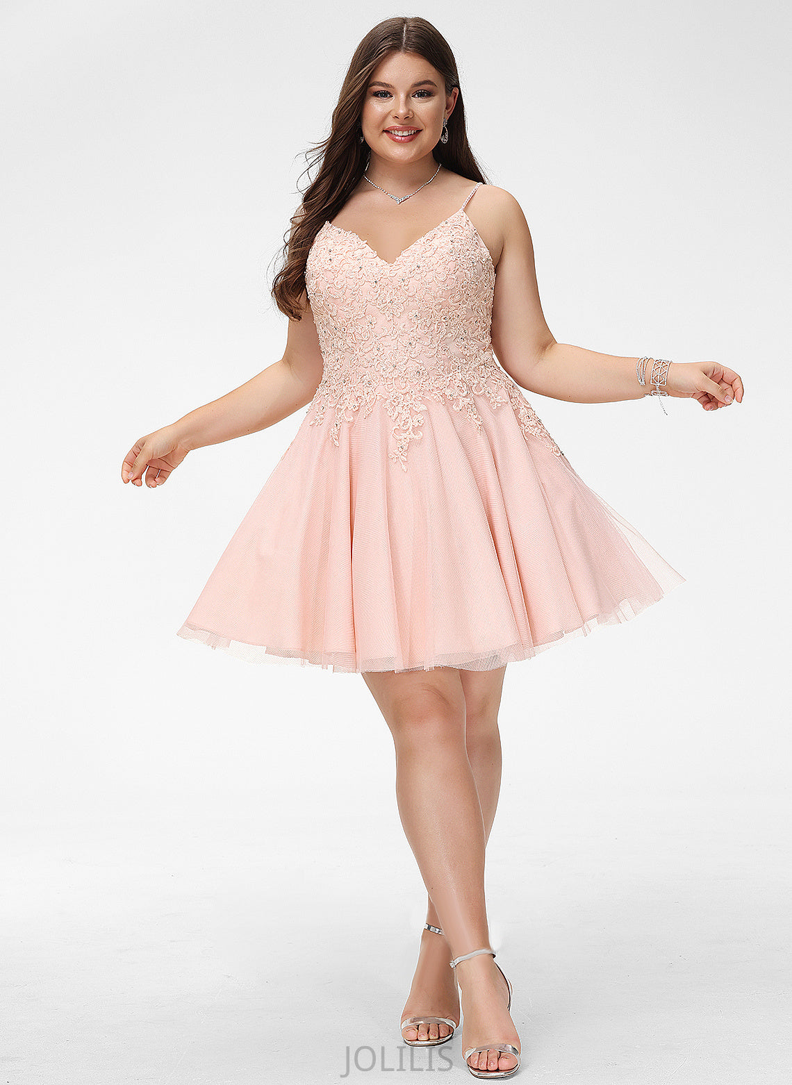 Undine Prom Dresses Short/Mini Tulle A-Line V-neck With Beading