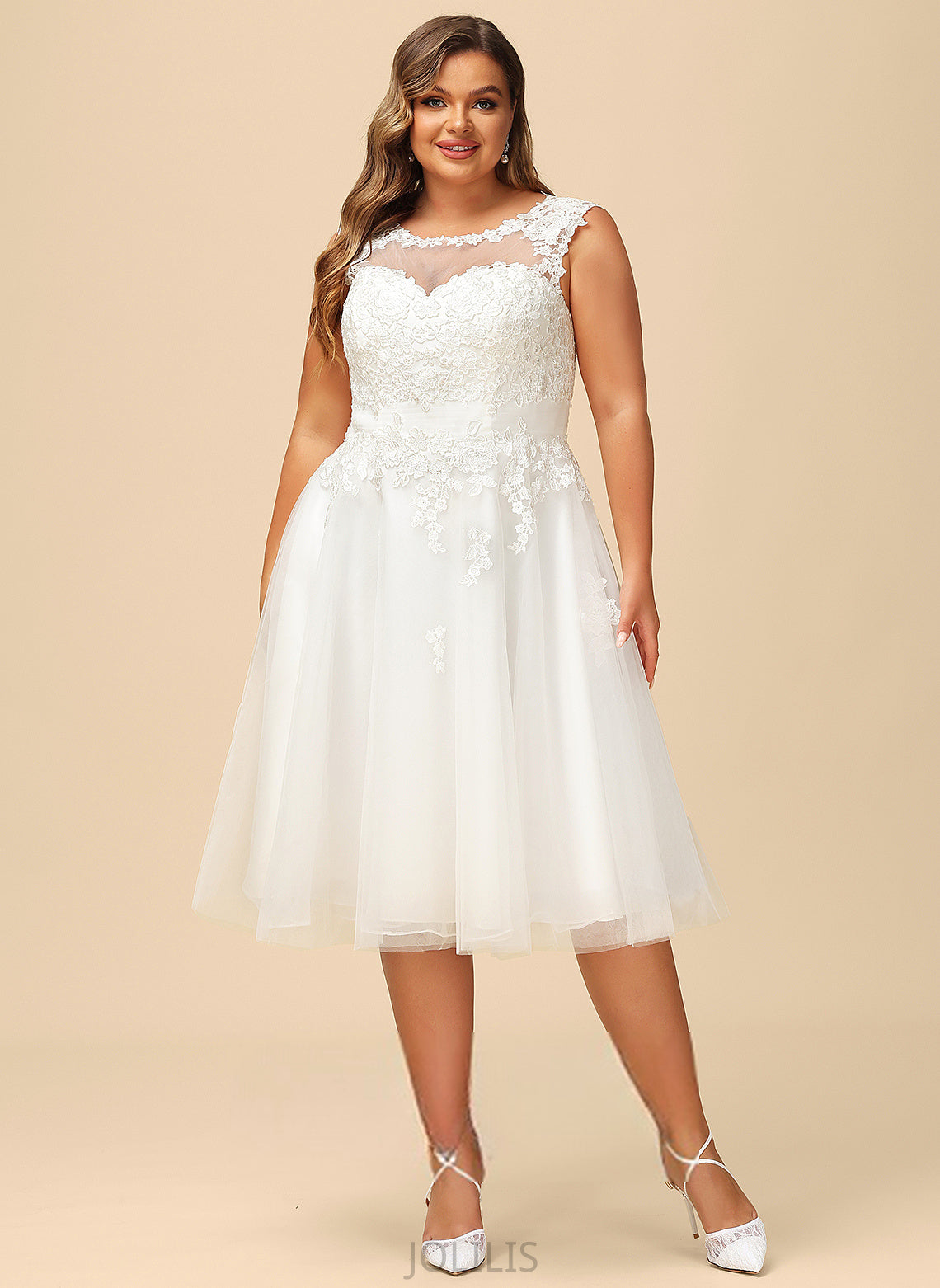 Asymmetrical Ruffle A-Line Illusion Lace Tulle Mariela Dress With Wedding Wedding Dresses