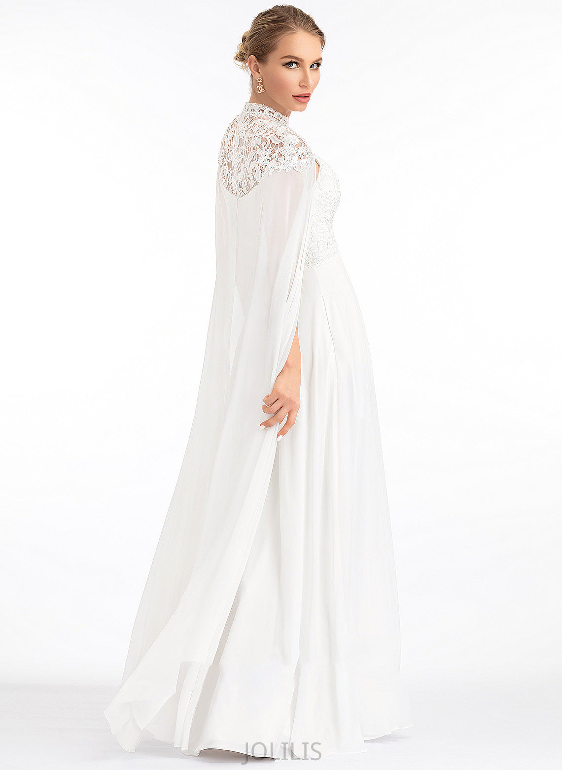 Wedding Dresses A-Line Wedding High Floor-Length Neck Chiffon Simone Dress