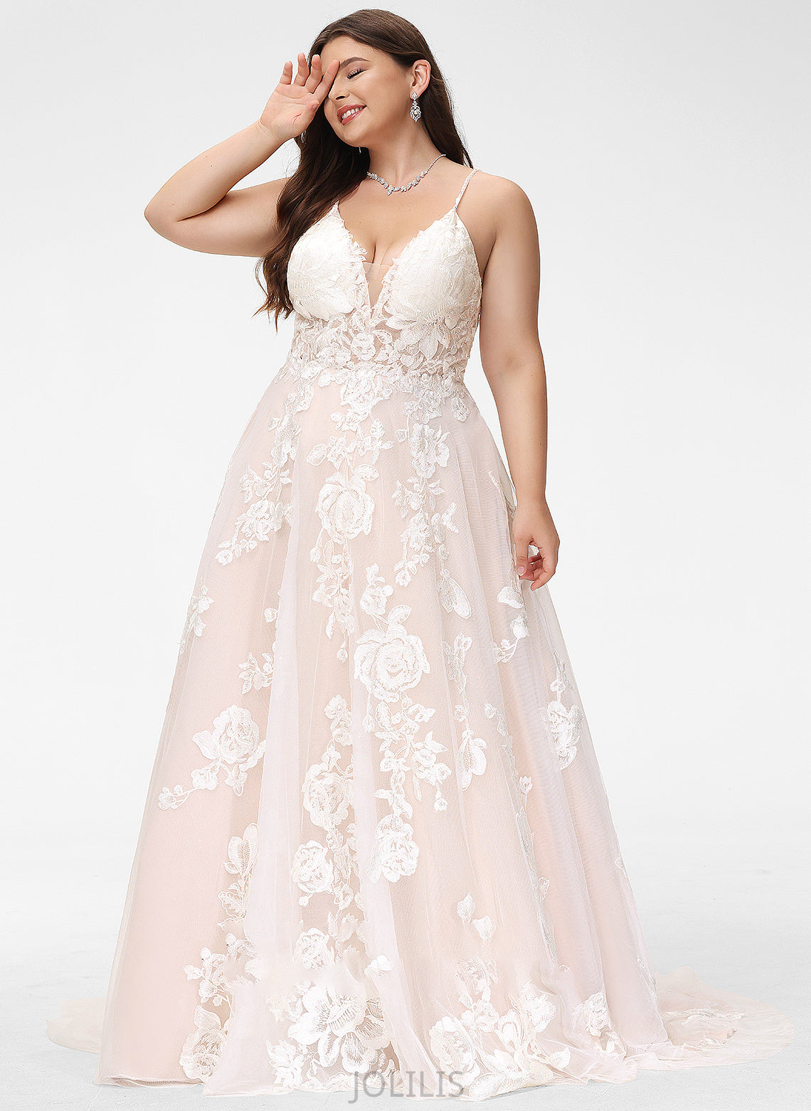 Wedding Dresses Wedding Tulle With V-neck Lace Court Dress Beading Train Ball-Gown/Princess Kiara Pockets