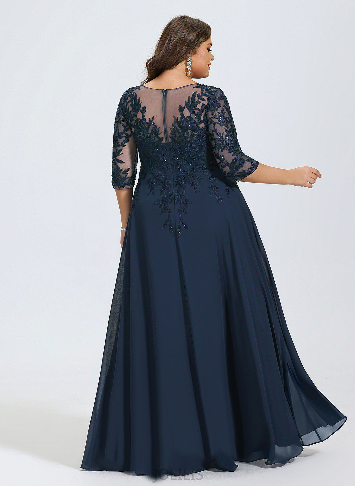 Sequins Chiffon A-Line V-neck With Prom Dresses Marisol Floor-Length Lace