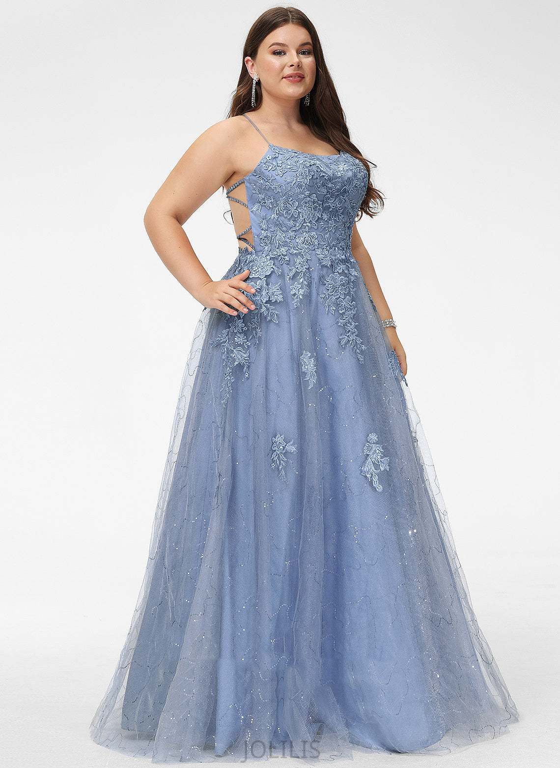 With Sanaa Floor-Length Square Prom Dresses Tulle Ball-Gown/Princess Sequins