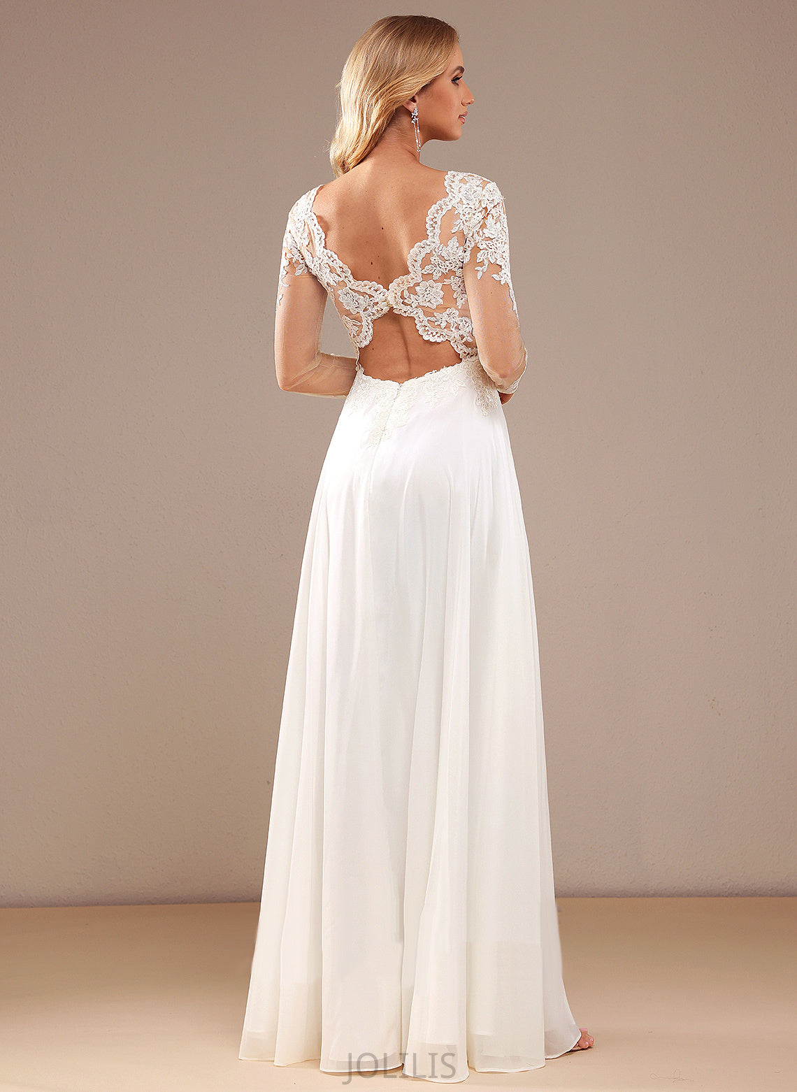 Chiffon Sequins Patricia Lace A-Line V-neck Wedding Dress Wedding Dresses Floor-Length With