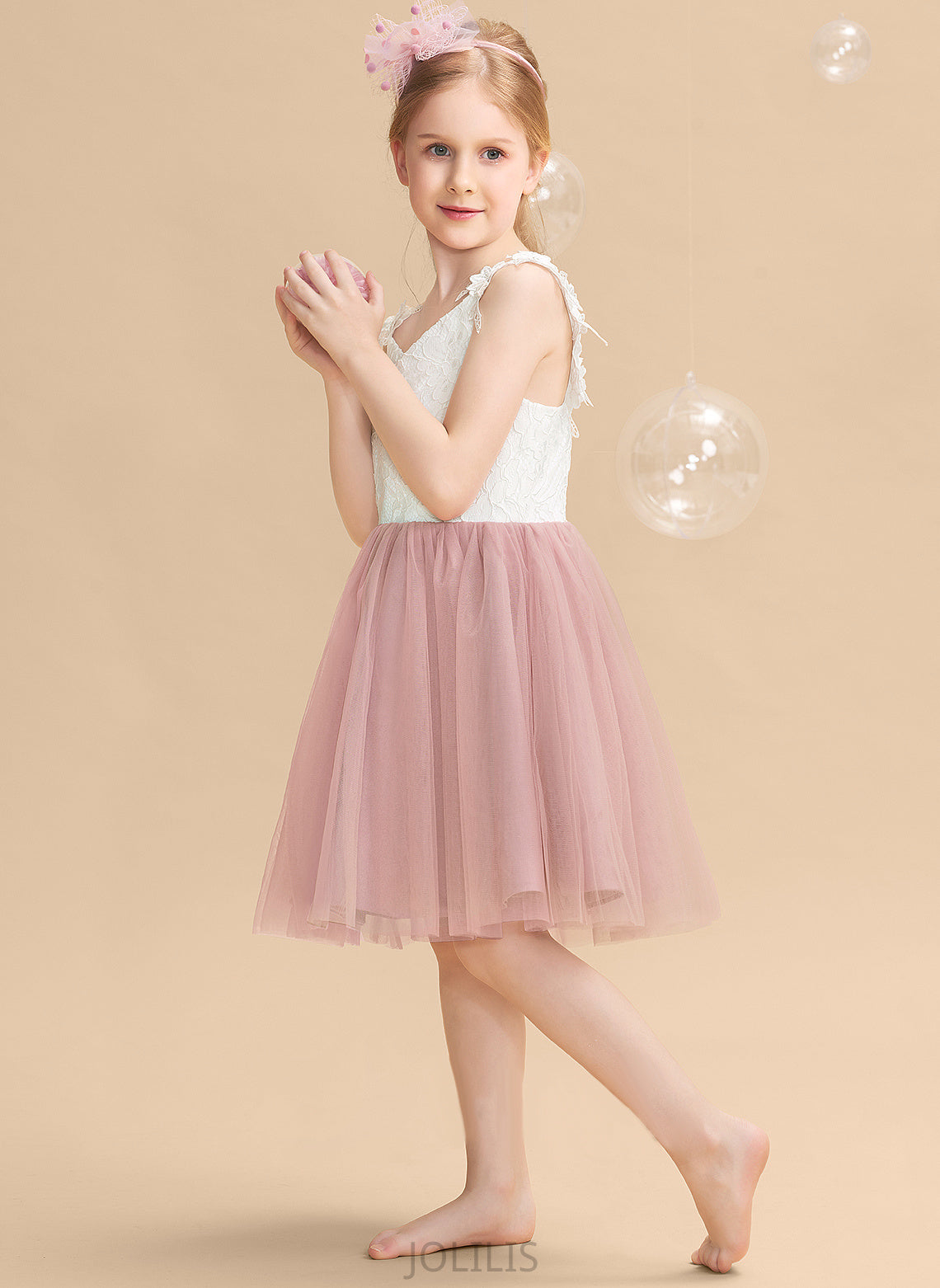 Dress Tulle/Lace Allyson Flower Knee-length Flower Girl Dresses Sleeveless A-Line V-neck Girl -