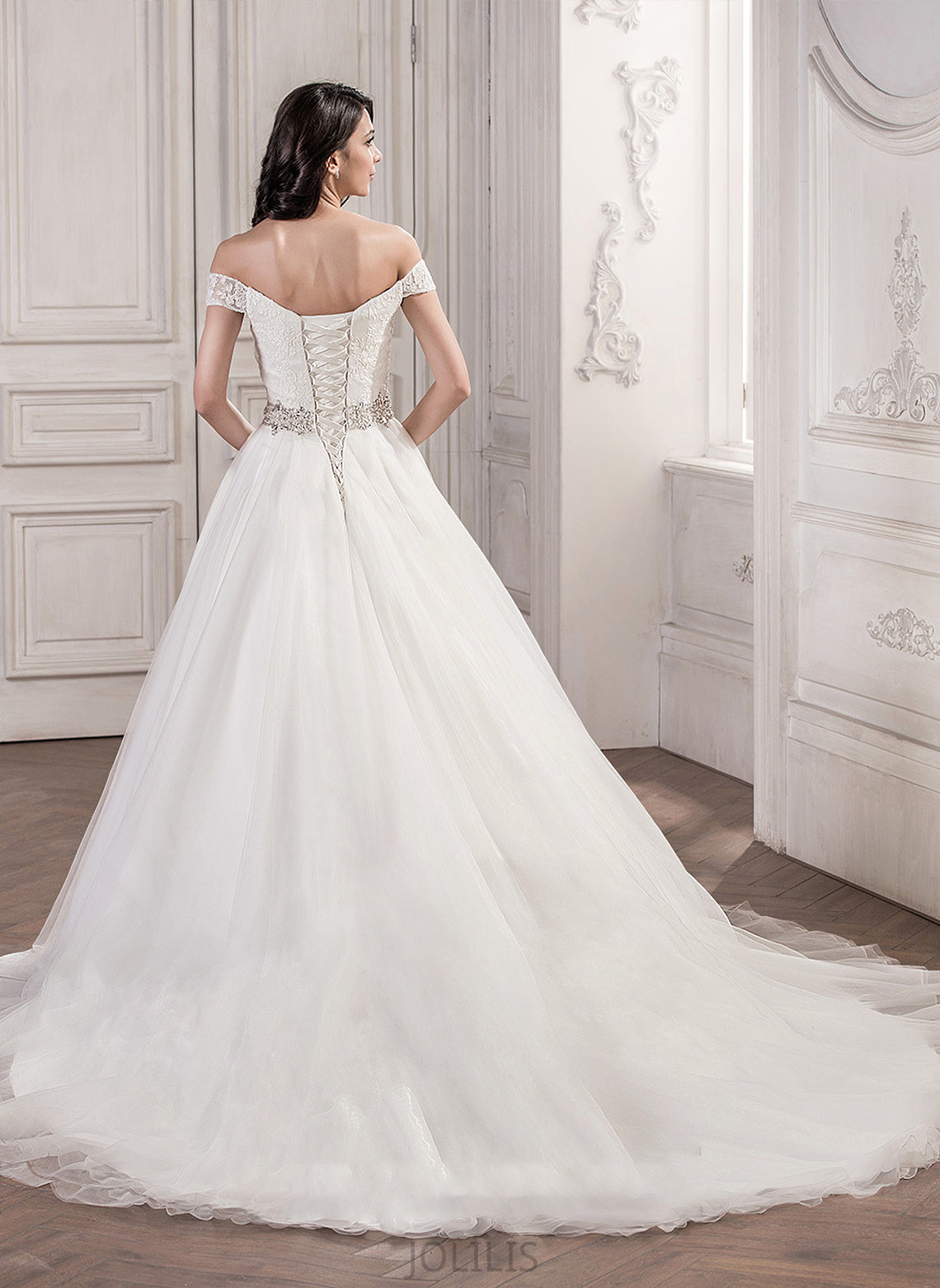 Ball-Gown/Princess Wedding Dresses Sequins Tulle Beading With Wedding Maeve Cathedral Train Dress