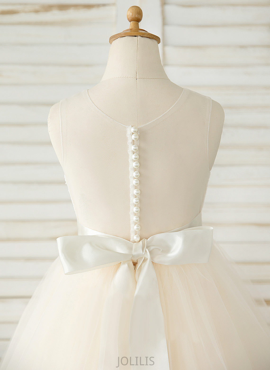 A-Line Sleeveless Scoop Bow(s) Girl Knee-length Tulle/Lace Flower Girl Dresses With - Kate Flower Neck Dress