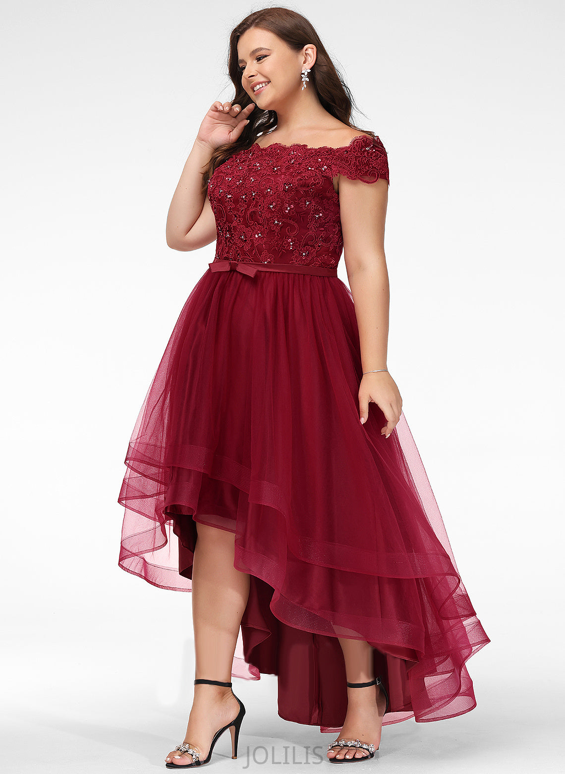 Sequins Dress Off-the-Shoulder Rosa Bow(s) A-Line With Wedding Dresses Lace Wedding Tulle Beading Asymmetrical