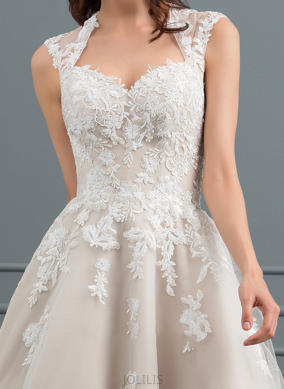 Ball-Gown/Princess Dress With Tulle Wedding Sequins Sweetheart Tea-Length Janessa Wedding Dresses