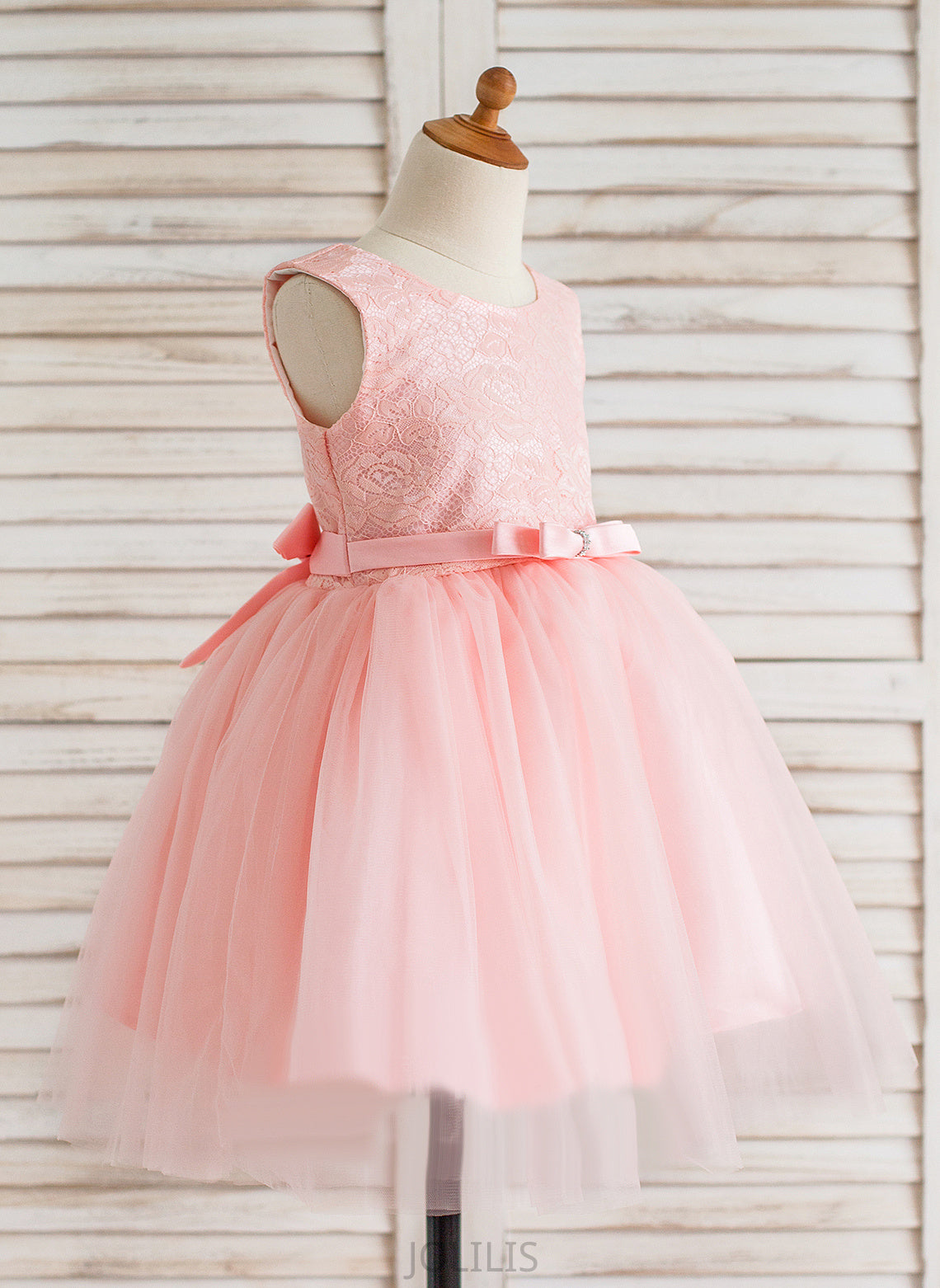 With Sleeveless Flower Girl Dresses Dress Neck - Bow(s) Knee-length Scoop Tulle/Lace Melinda Girl Flower Ball-Gown/Princess