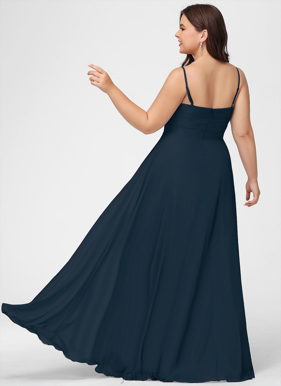 A-Line Prom Dresses Chiffon Alissa Pleated V-neck With Floor-Length