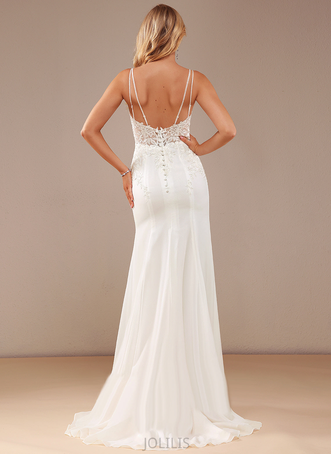 Dress V-neck Elena Court Beading With Trumpet/Mermaid Lace Train Wedding Dresses Chiffon Wedding