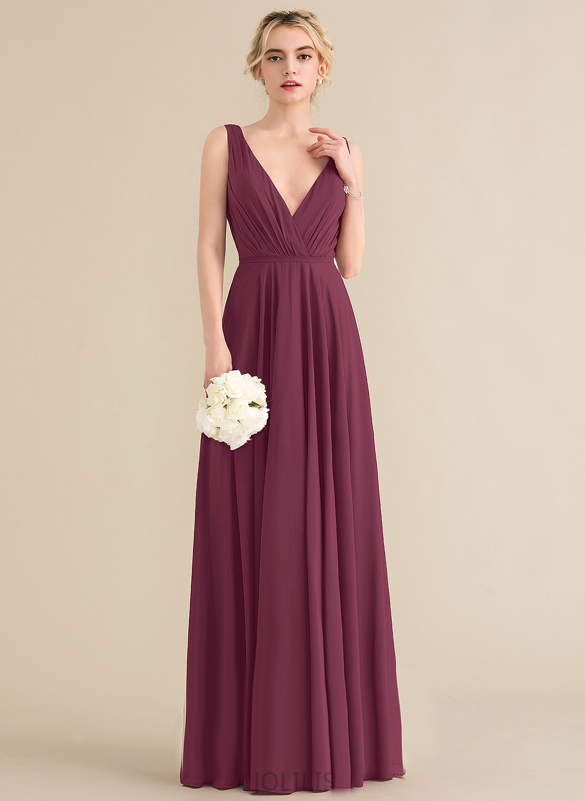 Prom Dresses Pleated Jemima Floor-Length With Chiffon A-Line V-neck