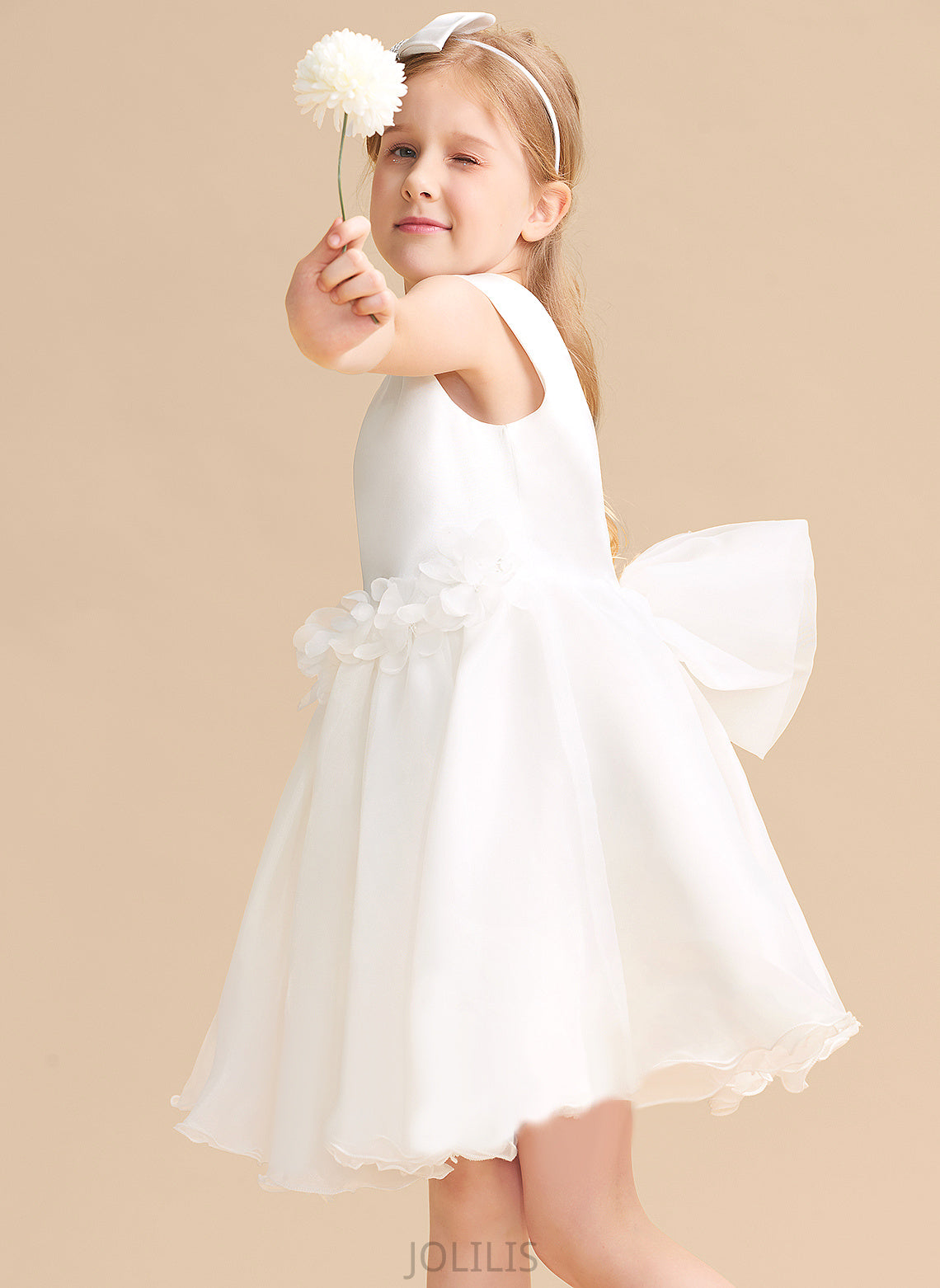 Eileen Sleeveless Organza Dress Scoop Flower Girl Dresses Flower Neck A-Line - Knee-length Girl