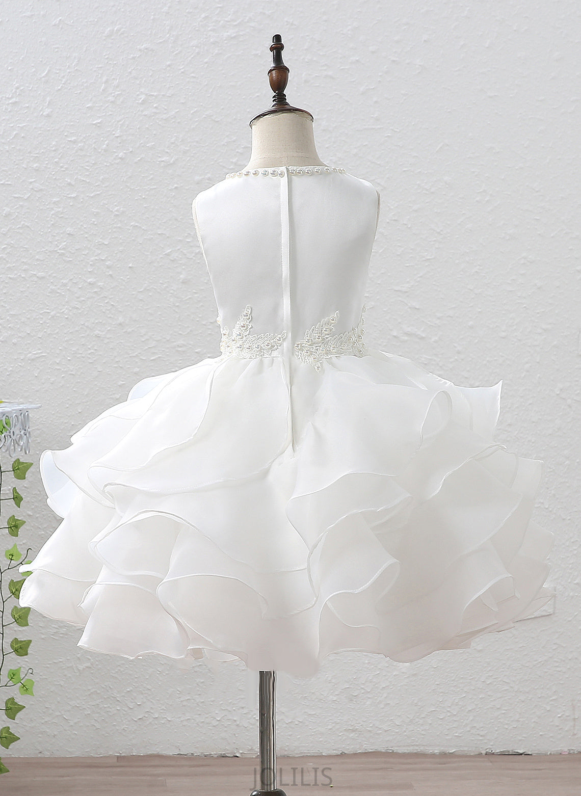 With - Harley Train Scoop Sleeveless Court Ruffles/Beading/Appliques Dress Girl Flower Girl Dresses Ball-Gown/Princess Organza/Satin Neck Flower