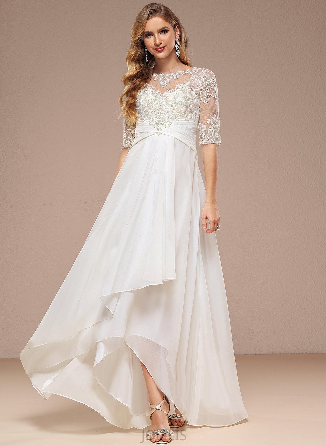 Wedding Dresses Dress Wedding A-Line Neck Chiffon Boat Gia Asymmetrical Lace