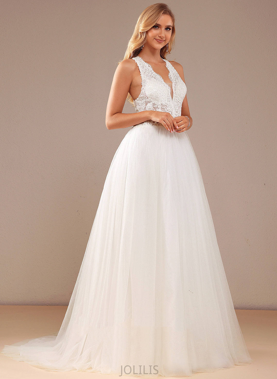 With Lace Ball-Gown/Princess Wedding Dress Eliana Court Lace Sequins V-neck Train Wedding Dresses Tulle