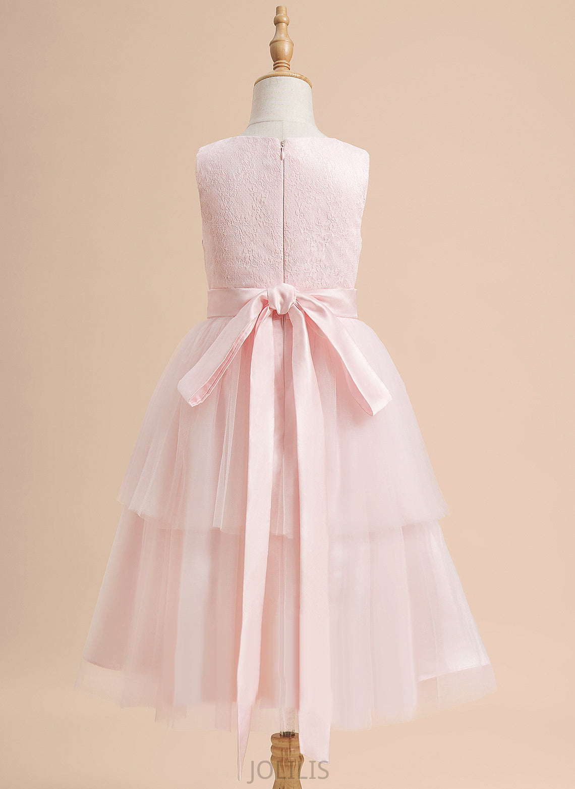 Girl A-Line Scoop Knee-length Flower Neck - Mariam Dress Satin/Tulle Sleeveless With Lace Flower Girl Dresses