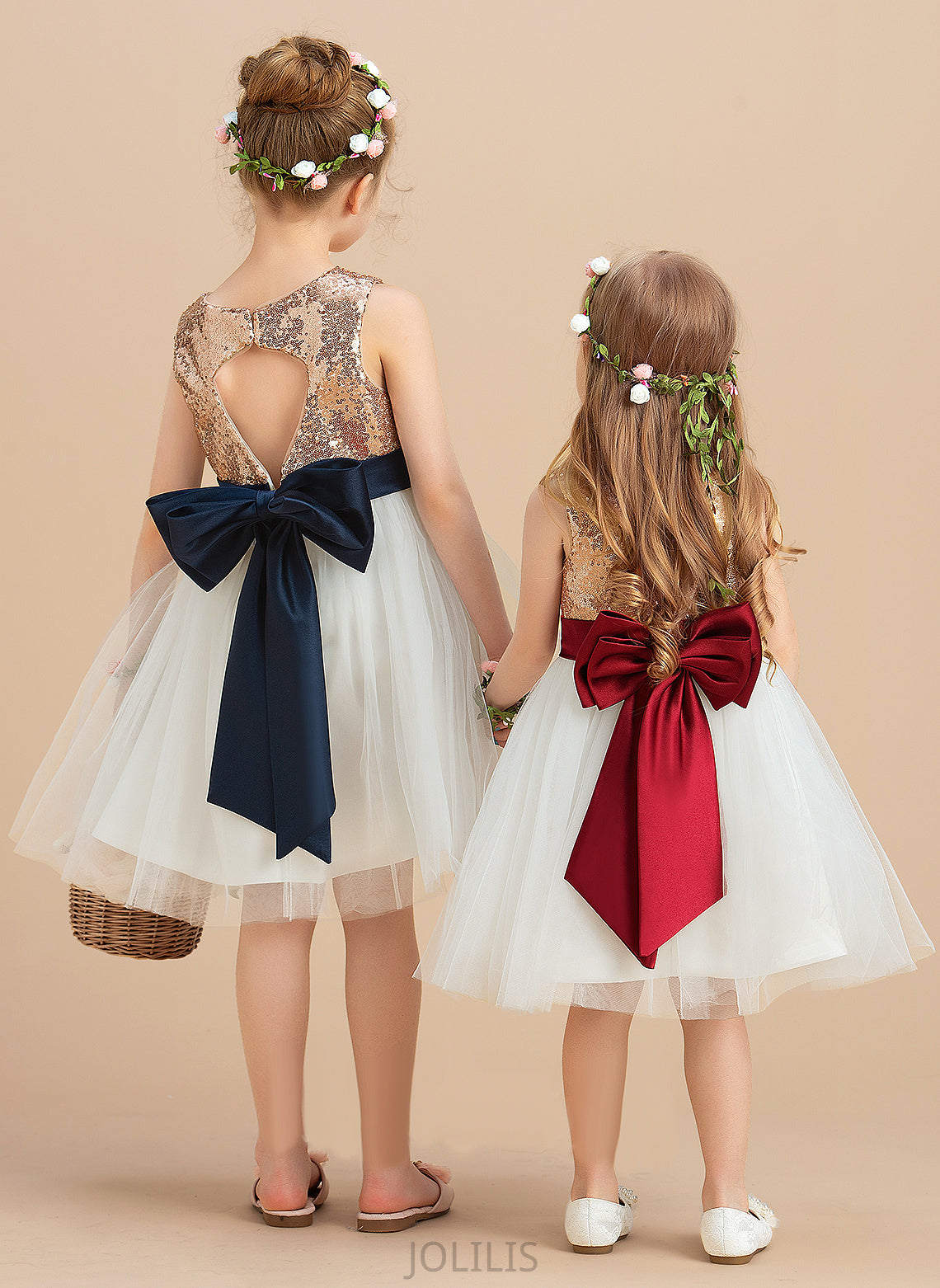 sash) Sleeveless Flower Girl Dresses Neck Bianca Flower A-Line Dress Sequins/Bow(s) (Undetachable Satin/Tulle/Sequined Girl Scoop Knee-length With -