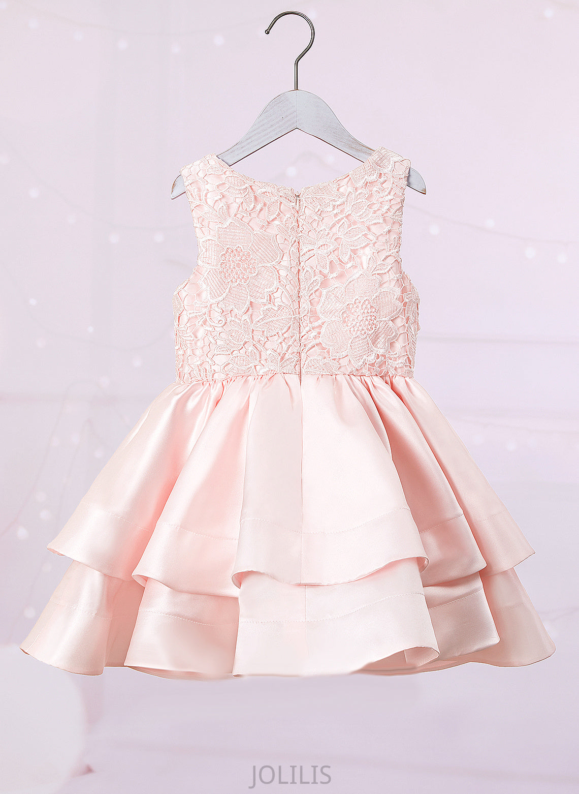 A-Line Flower Londyn Sleeveless Dress Short/Mini - Scoop Neck Girl Satin/Lace Flower Girl Dresses