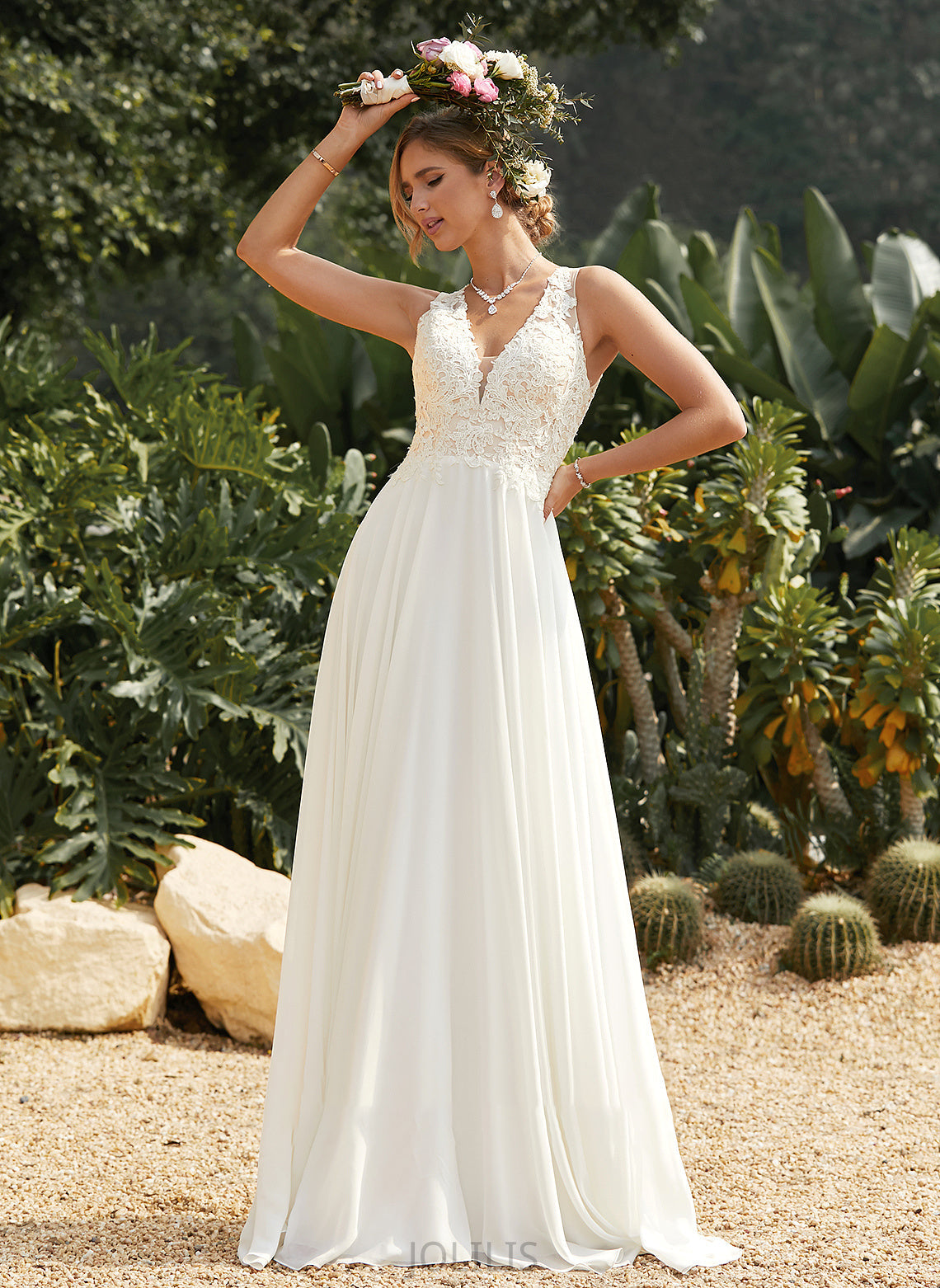 Chiffon Sweep V-neck Lace Train Dress Wedding With Wedding Dresses A-Line Lace Eva