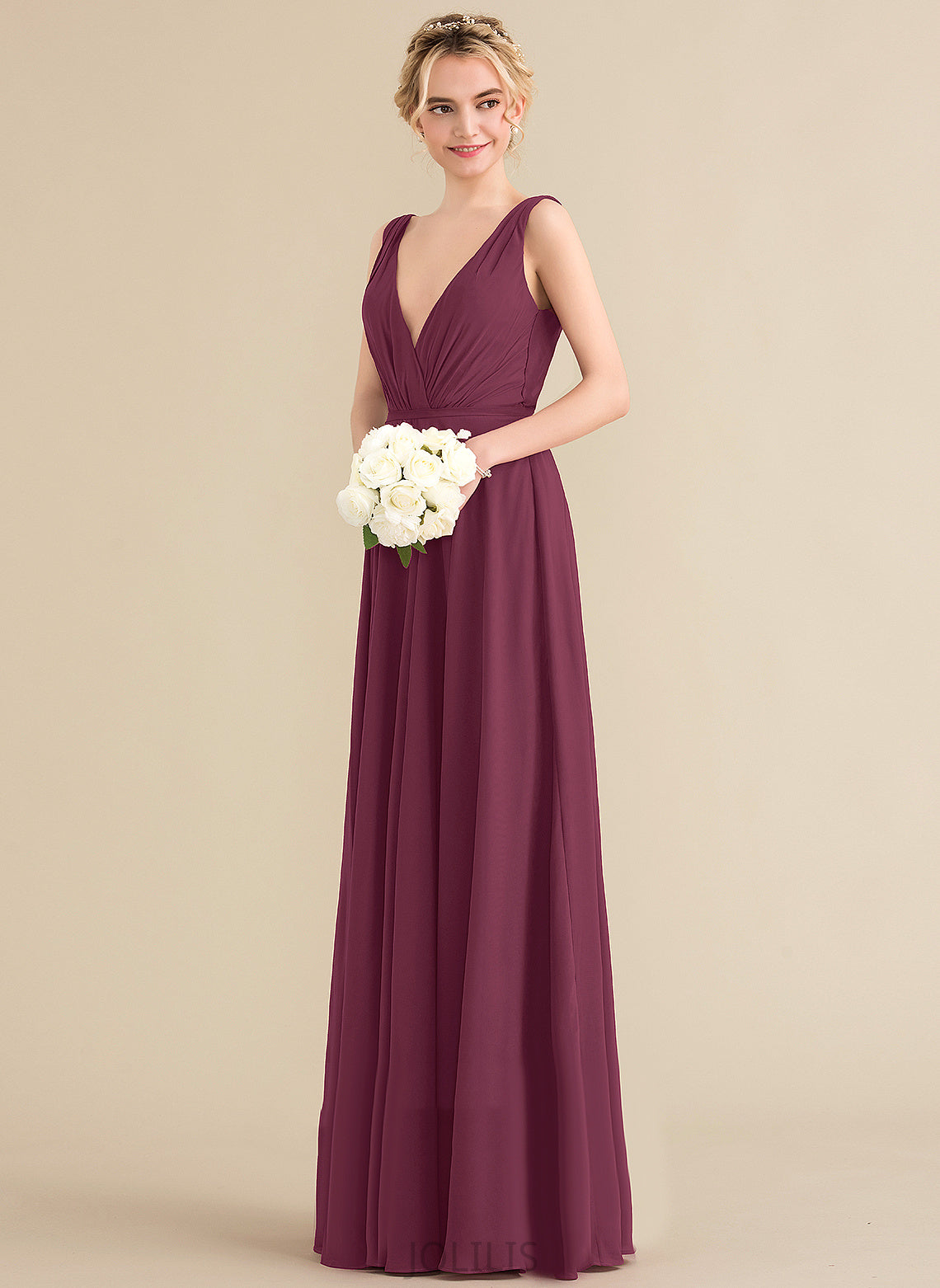 Prom Dresses Pleated Jemima Floor-Length With Chiffon A-Line V-neck