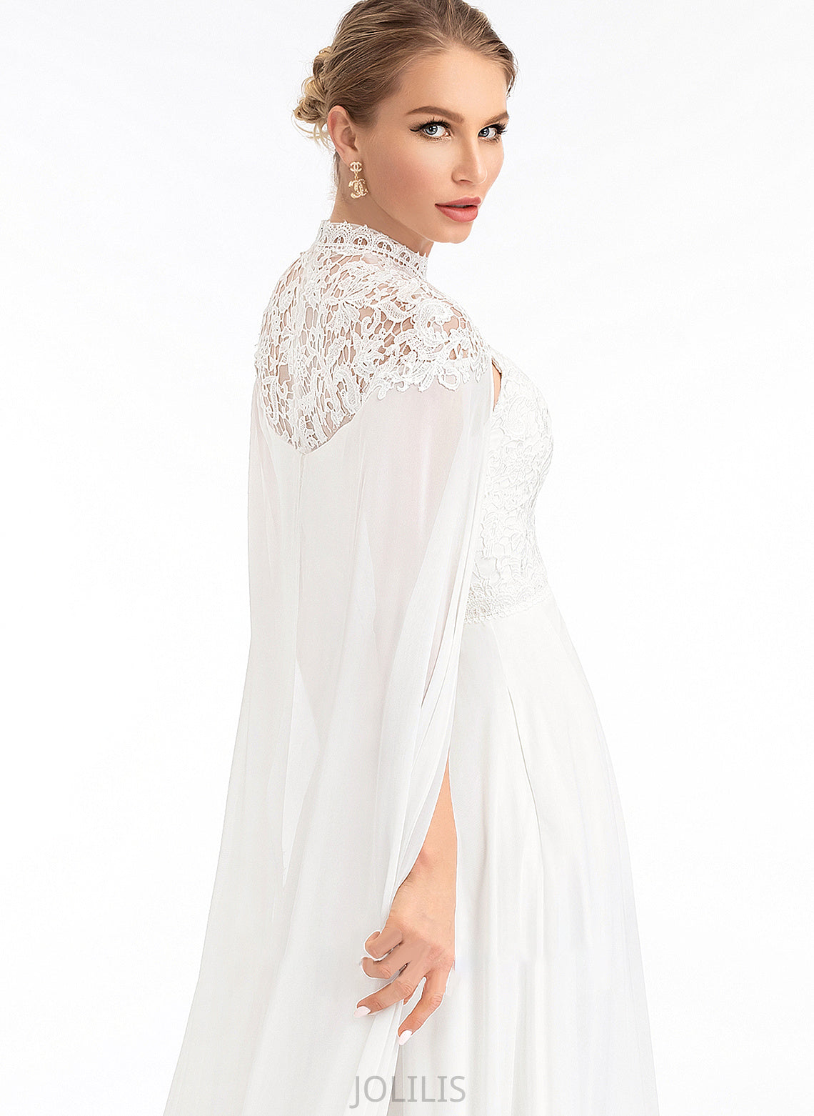 Wedding Dresses A-Line Wedding High Floor-Length Neck Chiffon Simone Dress