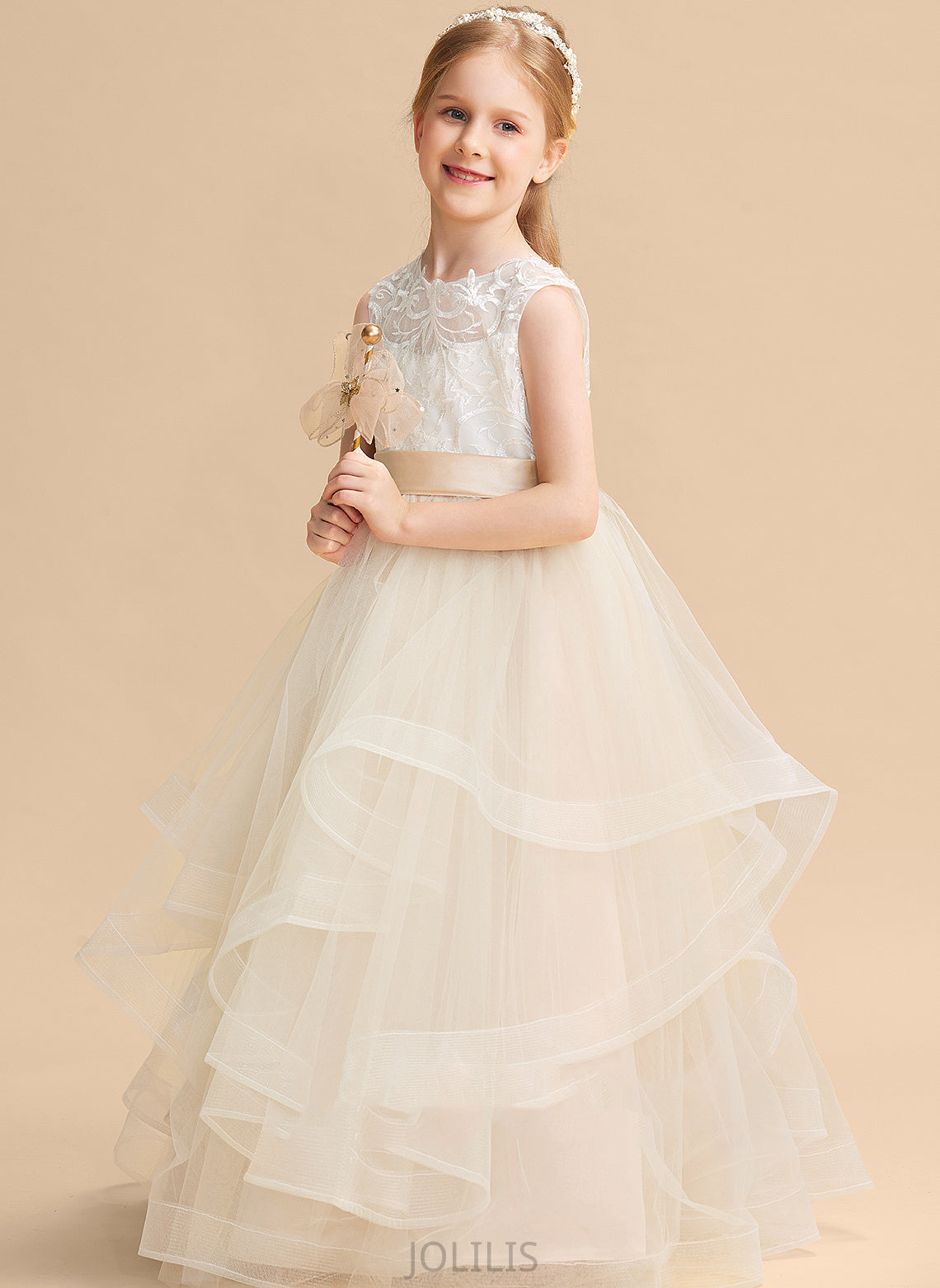 Scoop Neck Dress Floor-length Sleeveless Girl Ball-Gown/Princess Tulle/Lace Flower - Ayanna Flower Girl Dresses