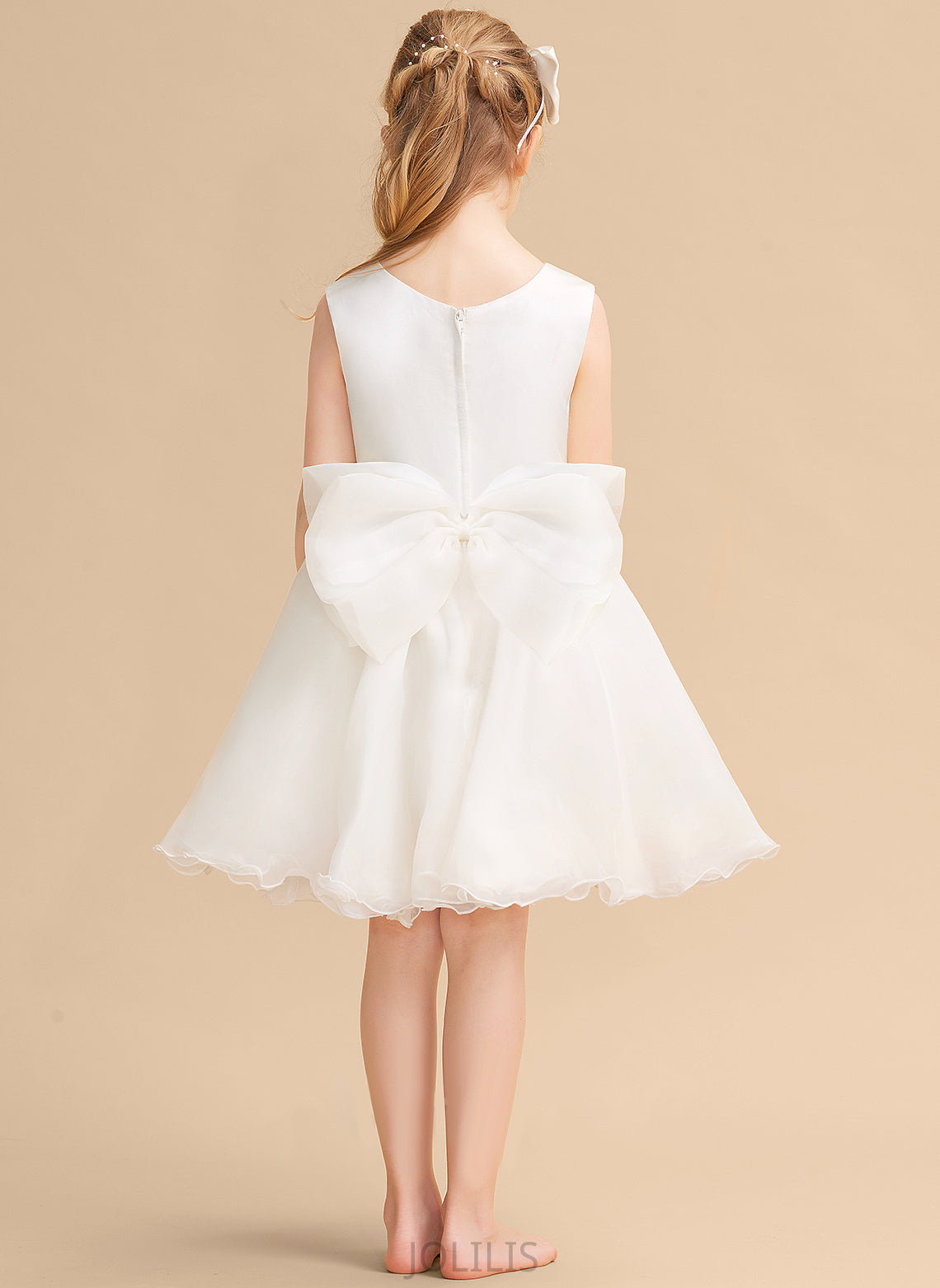 Eileen Sleeveless Organza Dress Scoop Flower Girl Dresses Flower Neck A-Line - Knee-length Girl