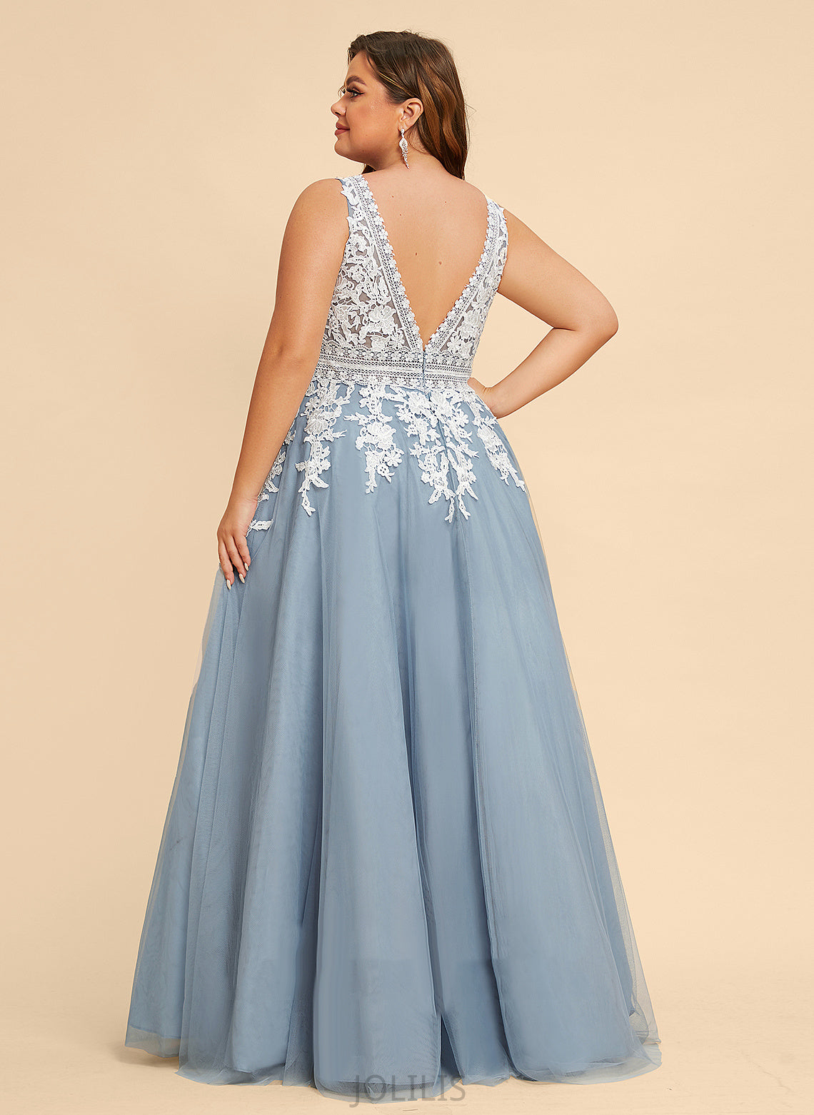 Prom Dresses Floor-Length Tulle Ball-Gown/Princess V-neck Mollie