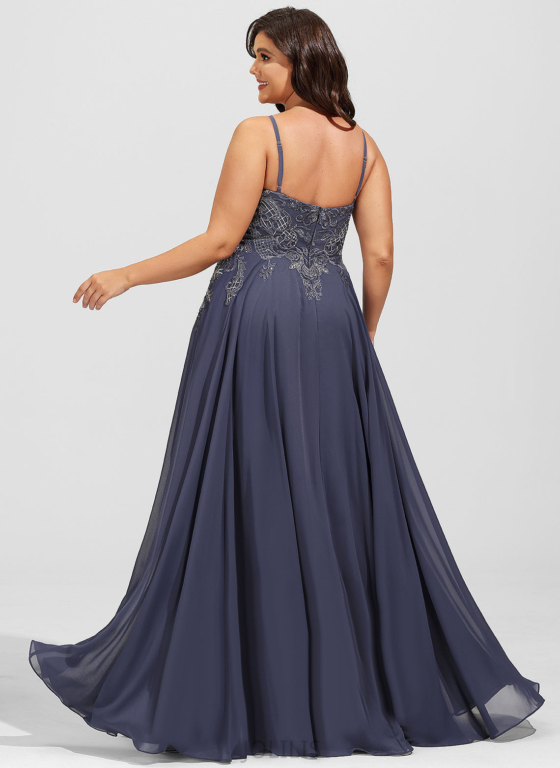 Sequins Prom Dresses A-Line Floor-Length Scoop Haylee With Chiffon Lace