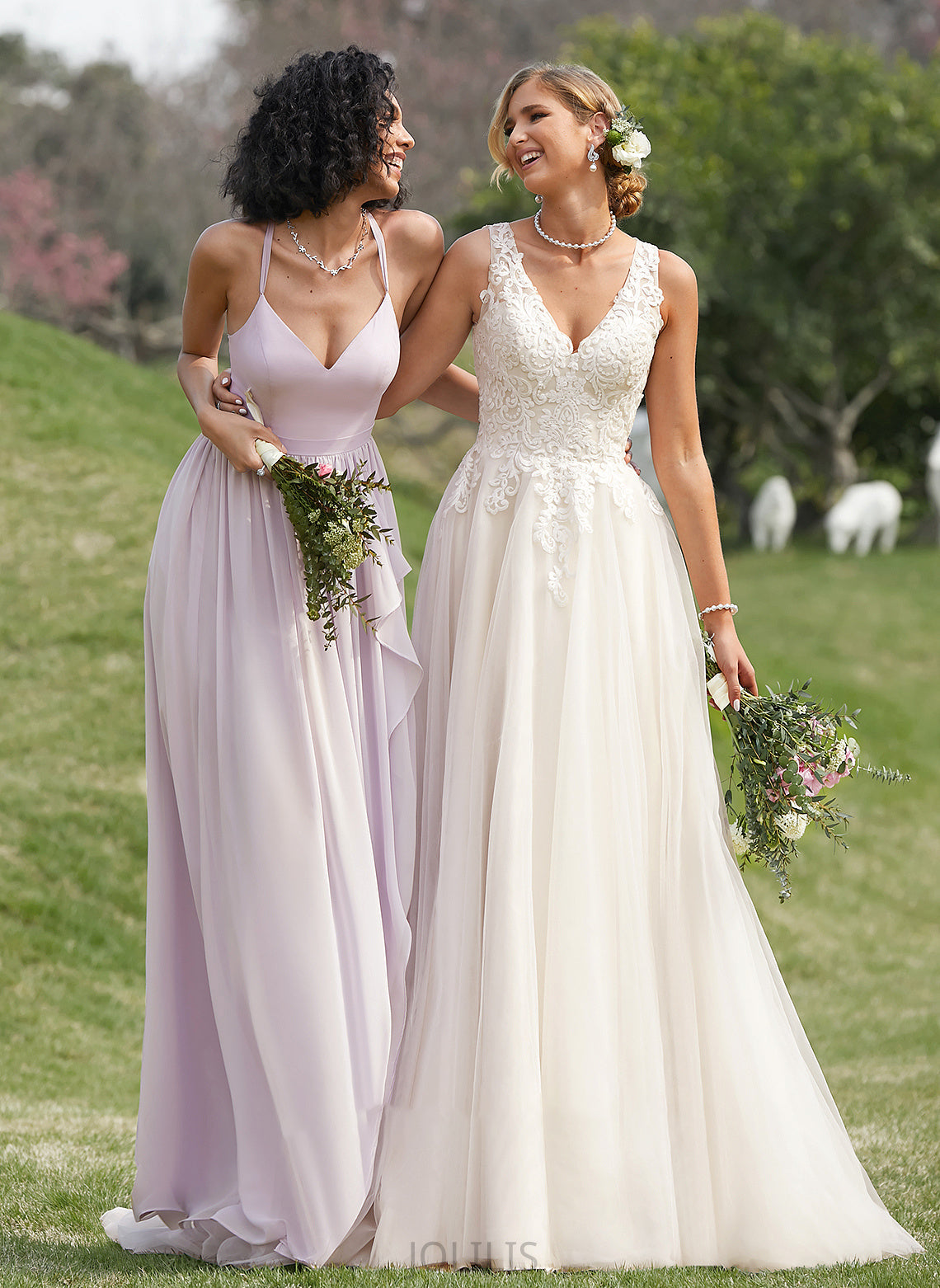 Aubrie Ball-Gown/Princess Train Dress Court Wedding Dresses V-neck Tulle Wedding