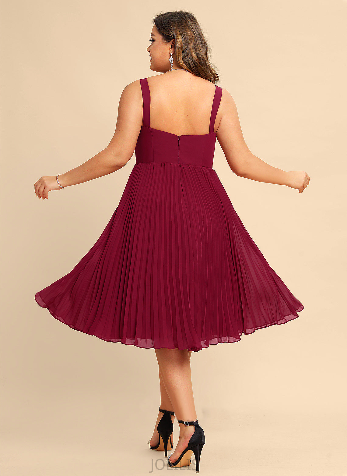 Chiffon A-Line Knee-Length Homecoming Homecoming Dresses Emmy With Pleated Square Dress Neckline