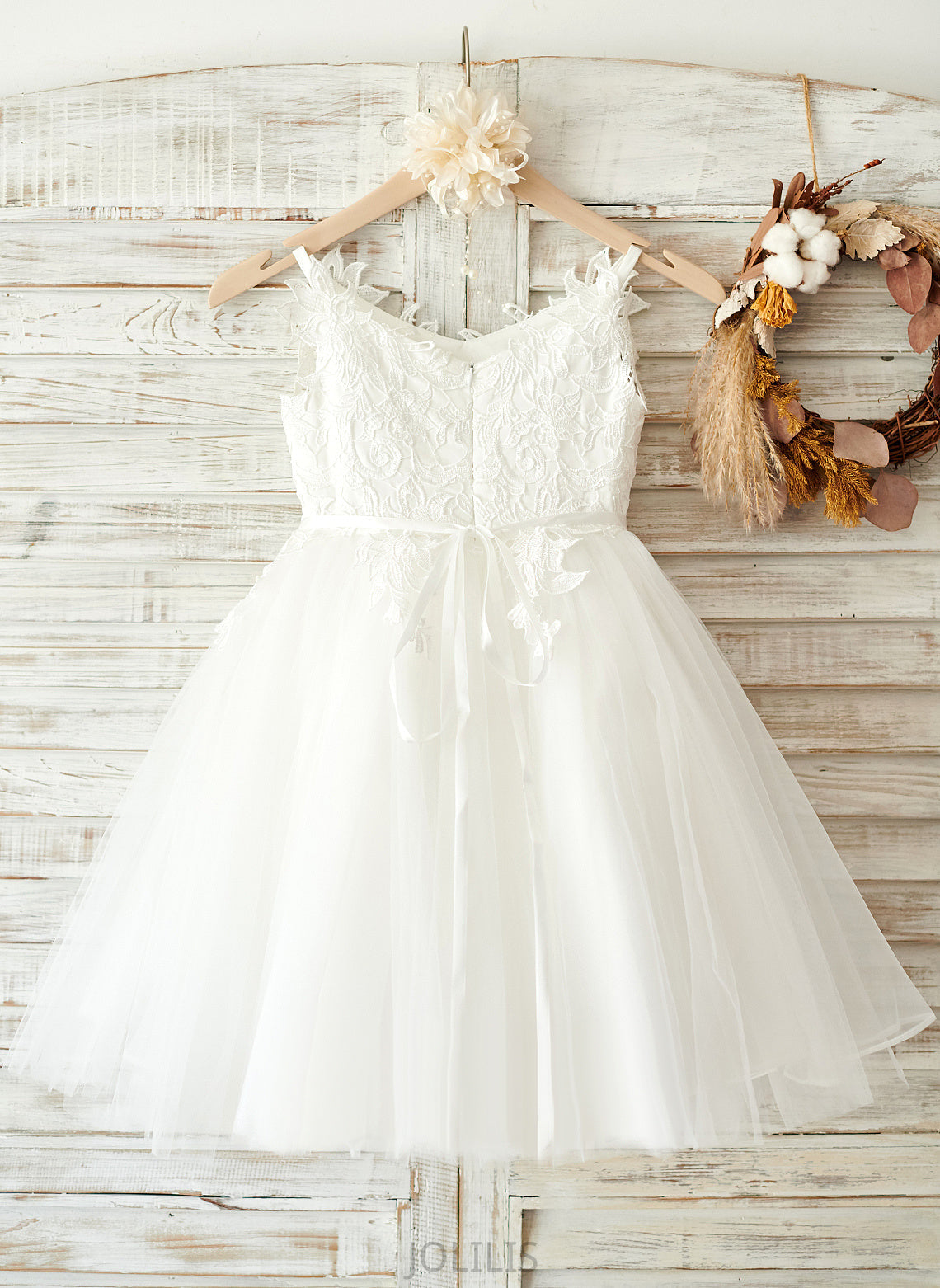 Tulle/Lace Girl Straps Elsa - Dress A-Line Sleeveless Knee-length Flower Flower Girl Dresses